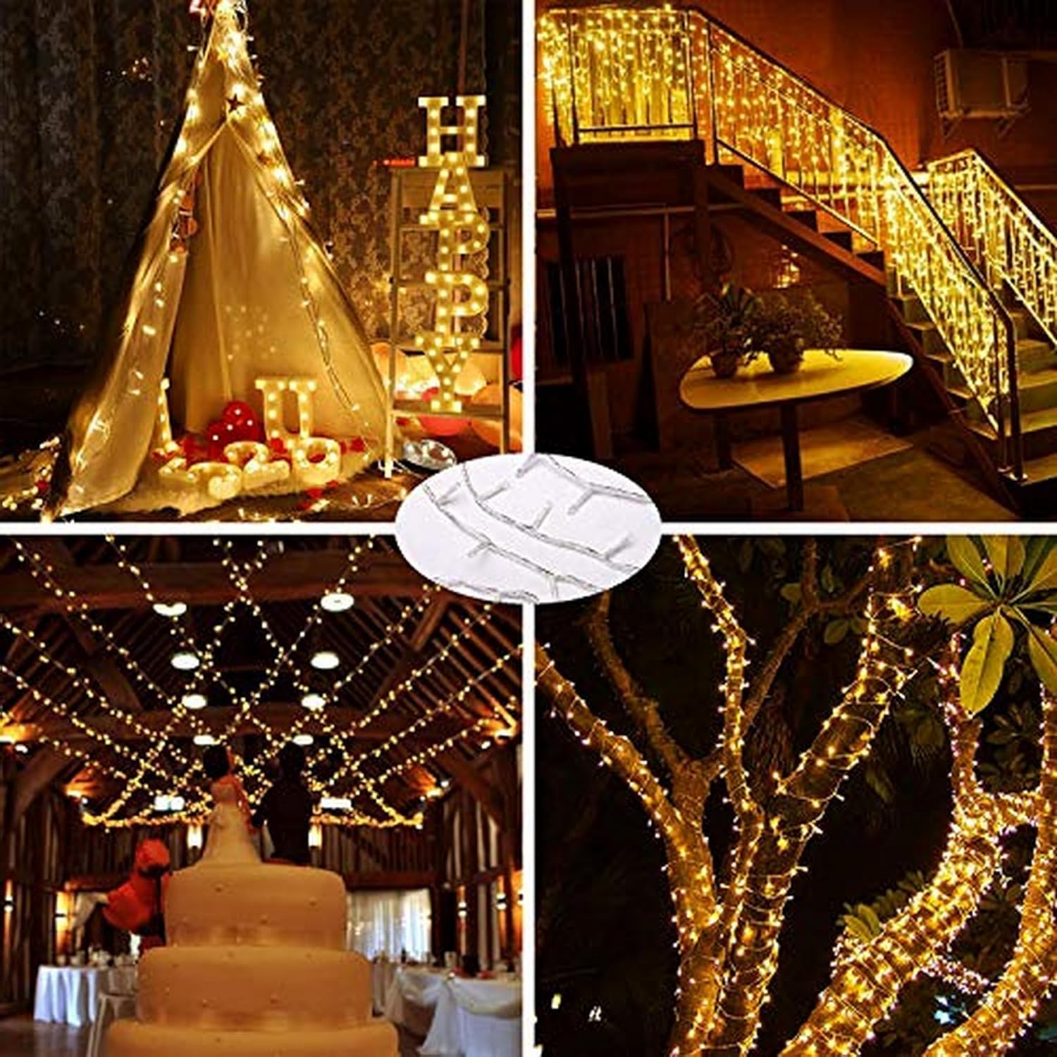 120 LED 15M/49Ft Waterproof Fairy String Lights with Remote Control - 8 Lighting Modes, Mains Powered for Indoor & Outdoor Use - Perfect for Garden, Gazebo, Party, Wedding, Christmas Decorations (Warm White)