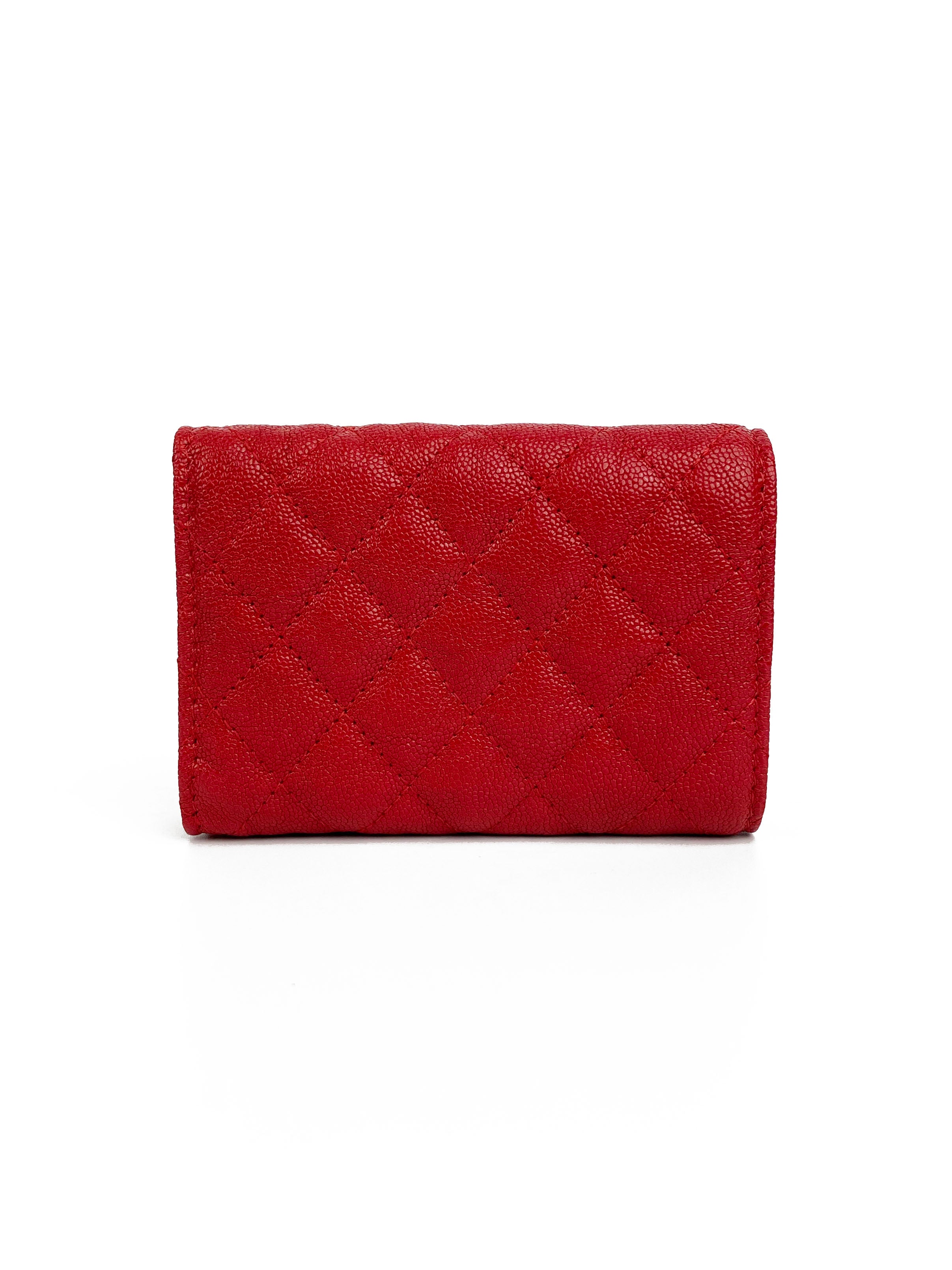 Chanel Red Boy Compact Wallet - Luxury Leather Wallet for Women, Small Crossbody Bag with Chain Strap, Perfect for Parties & Night Out