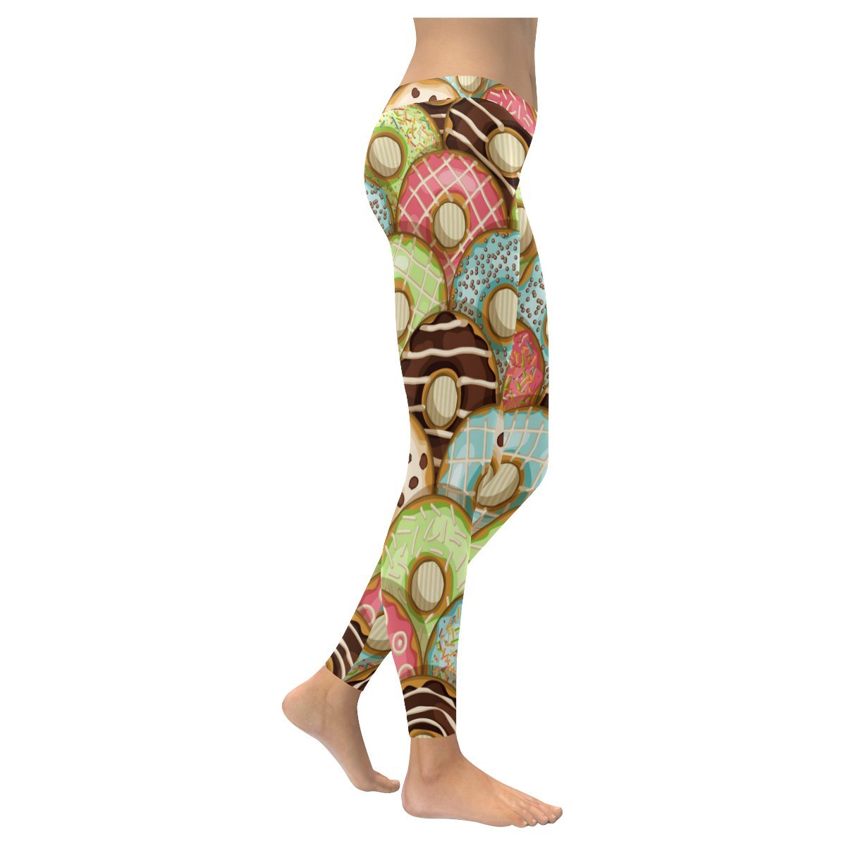 Donut Print Women's Yoga Running Leggings - High Waisted Workout Tights for Gym, Fitness & Casual Wear