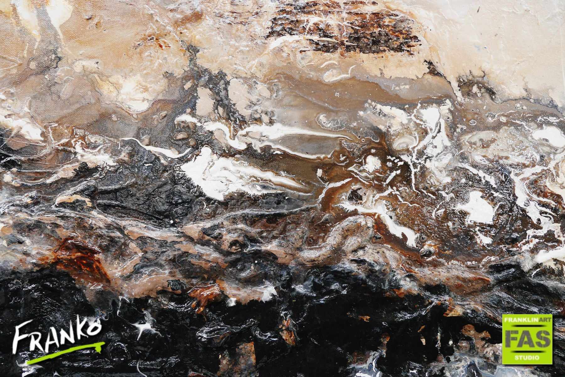 Blacked Out Rust 200cm x 80cm Abstract Canvas Painting - White Brown Rust Black Modern Wall Art for Living Room, Bedroom & Office Decor