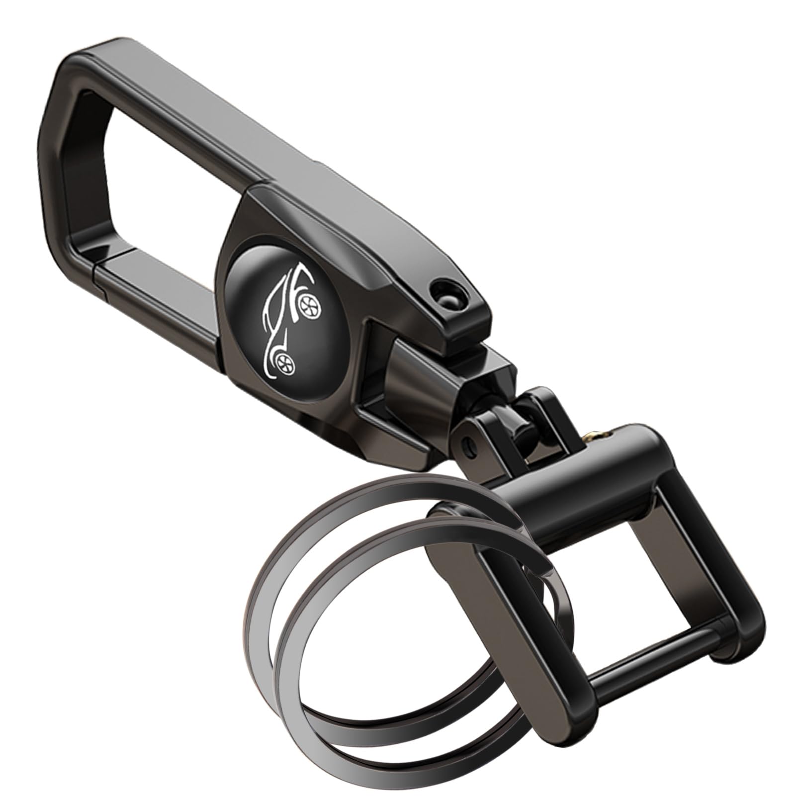 Durable Metal Car Key Fob Keychain with 2 Detachable Key Rings - Heavy Duty Key Holder Clip for Men & Women - Perfect for Car Keys, House Keys & Everyday Carry Accessories