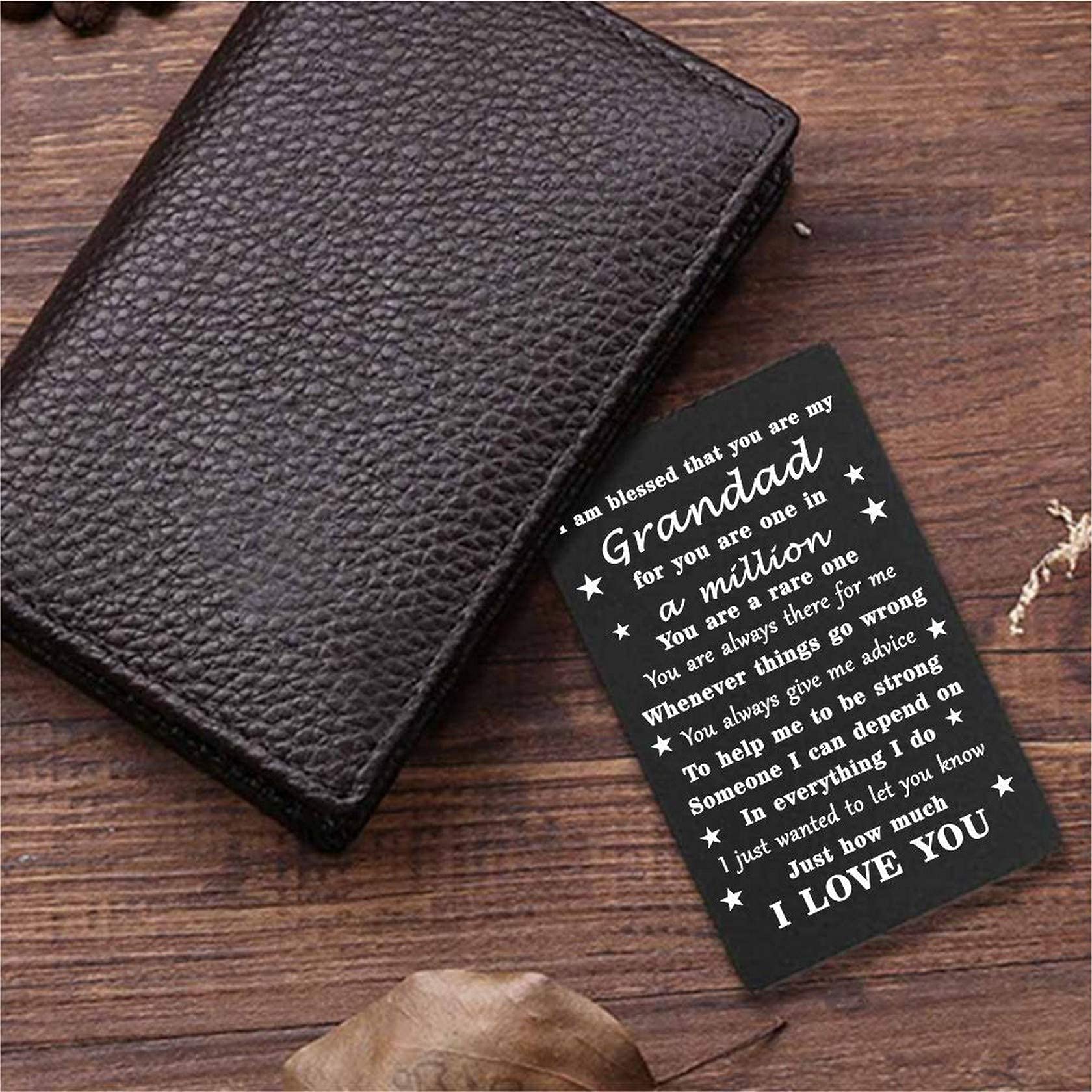 Personalized Engraved Wallet Card for Grandpa - Best Grandfather Gift from Grandkids for Birthday, Christmas & Father's Day - Heartfelt Keepsake for Special Occasions
