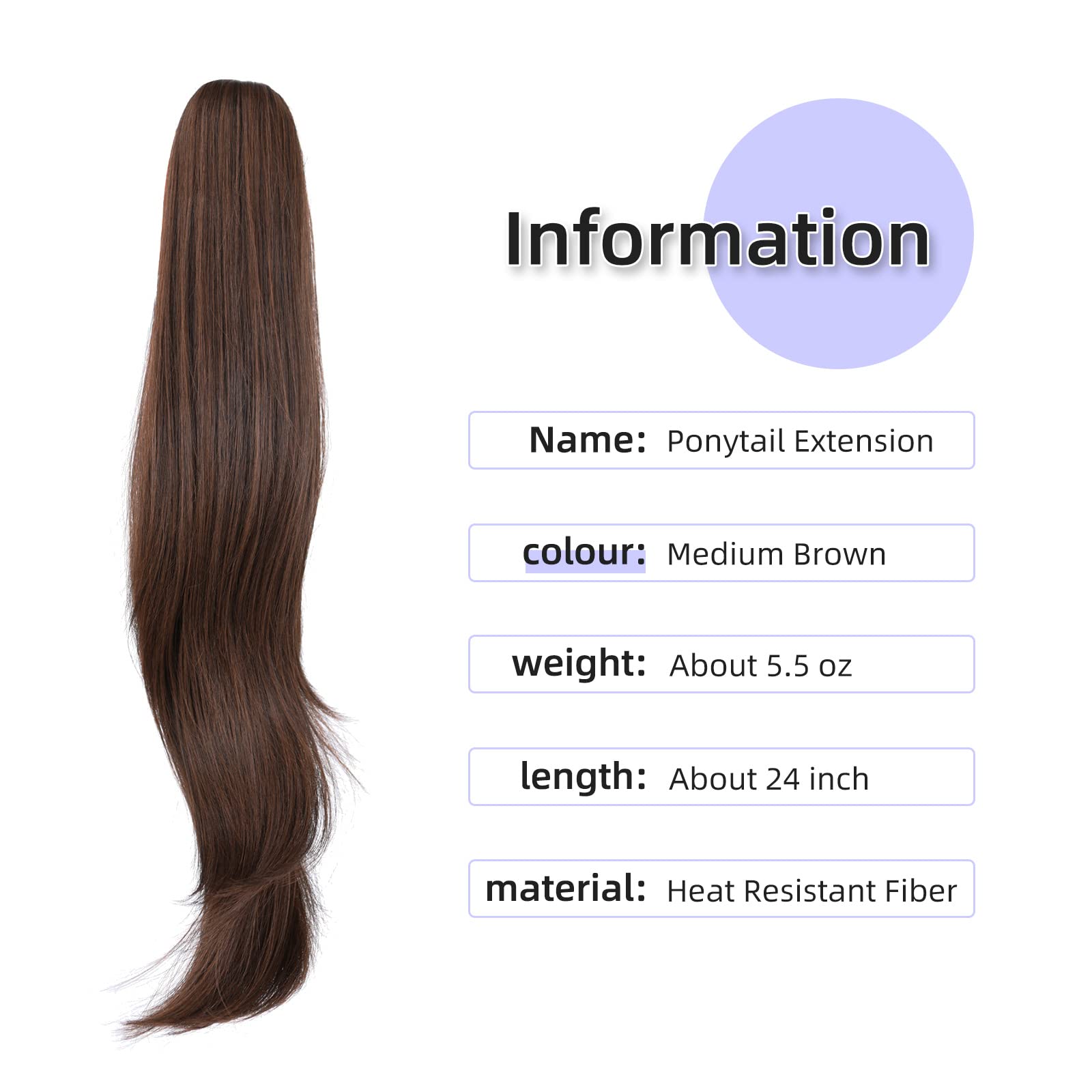 Natural Straight Ponytail Hair Extension with Claw Clip - Seamless Blonde Brown Black Hairpiece for Women - Perfect for Parties, Weddings & Everyday Styling