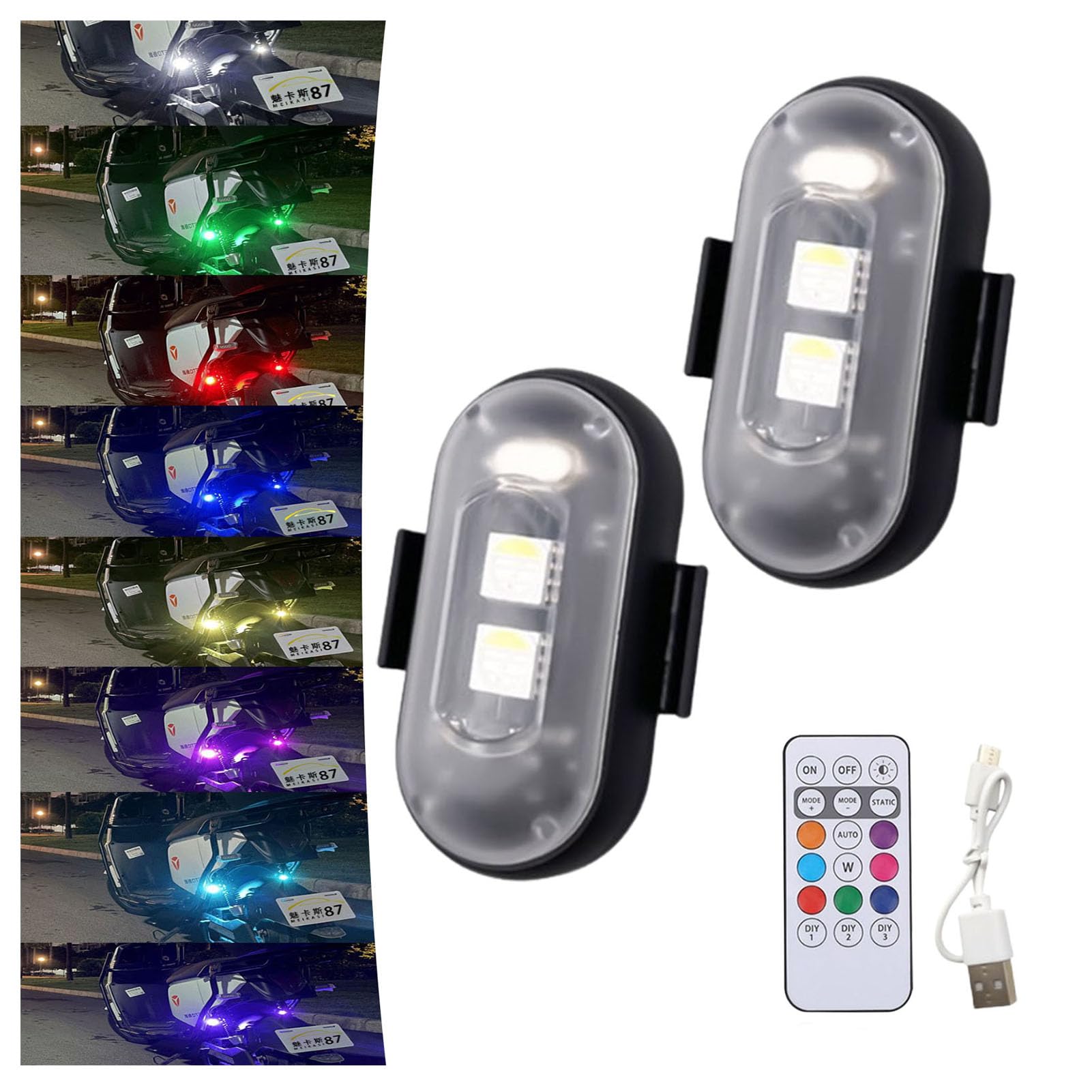 Lilyrhyme Summer Wireless LED Car Lights with Remote Control - Interior Strobe Lighting for Cars, Parties, and Night Driving (2PCS)