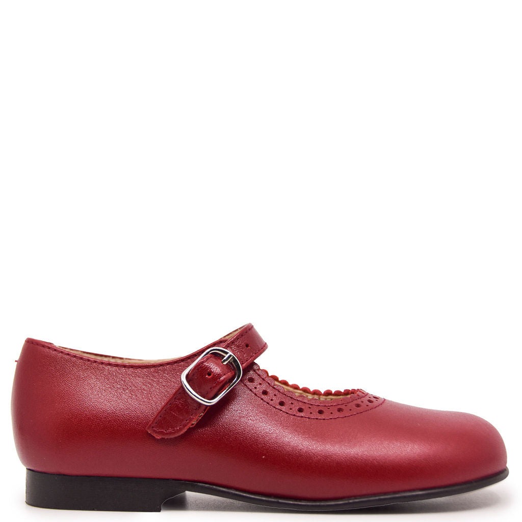 Beberlis Red Scalloped Baby Shoes - Soft Leather First Walkers for Newborns & Infants | Perfect for Special Occasions, Photo Shoots & Everyday Wear