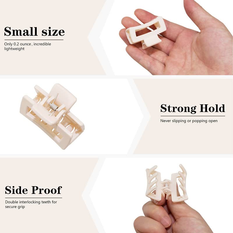 FAMEZA Small Claw Hair Clips for Women & Girls - 1.5 Inch Mini Hair Jaw Clips for Thin to Medium Thick Hair - Matte & Shiny Rectangle Nonslip Hair Clips with Gift Box - Perfect for School, Work, Travel & Everyday Hairstyles