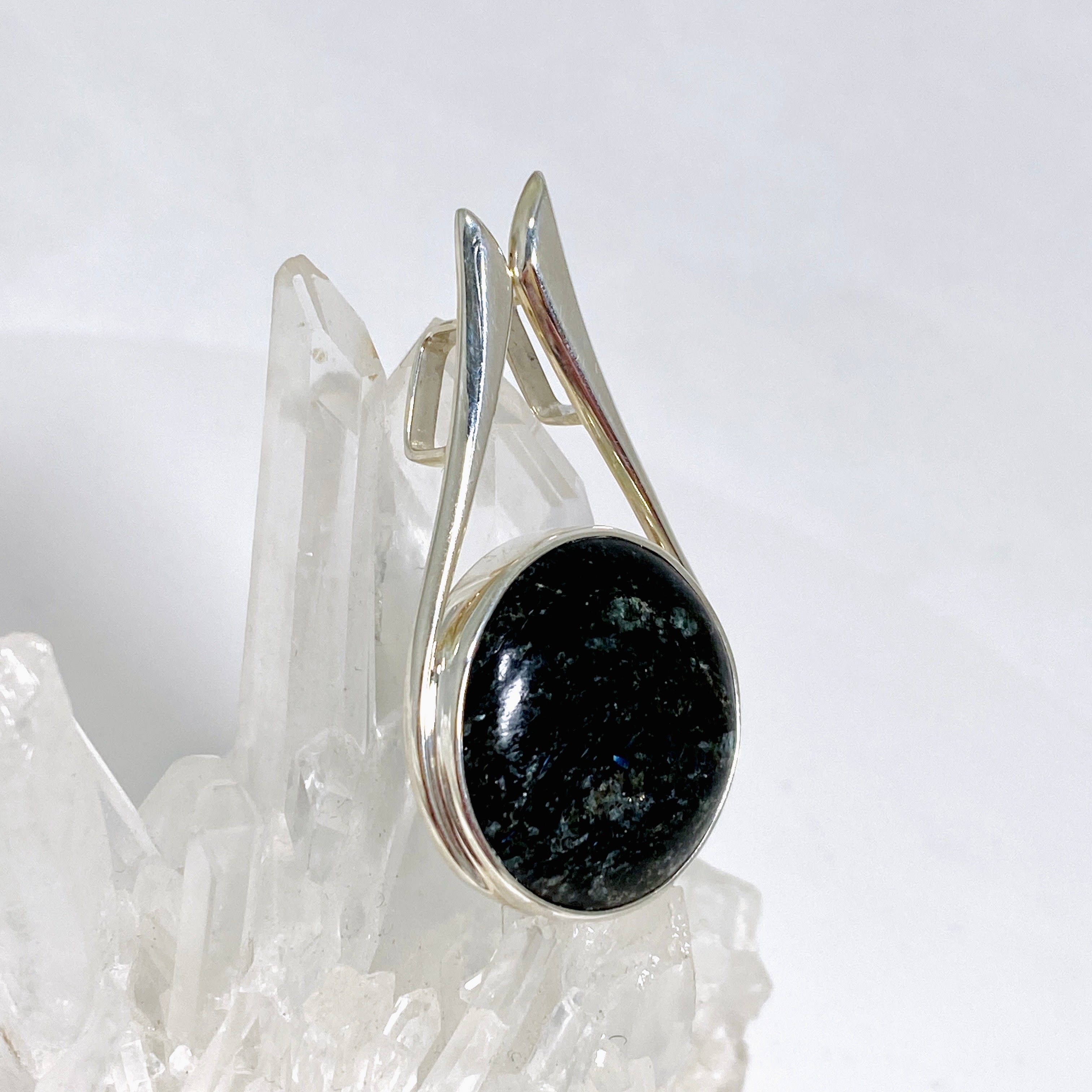 Nuummite Round Cabochon Pendant BTP 67 - Natural Gemstone Jewelry for Women, Healing Crystal Necklace - Perfect for Meditation, Spiritual Gifts & Boho Fashion