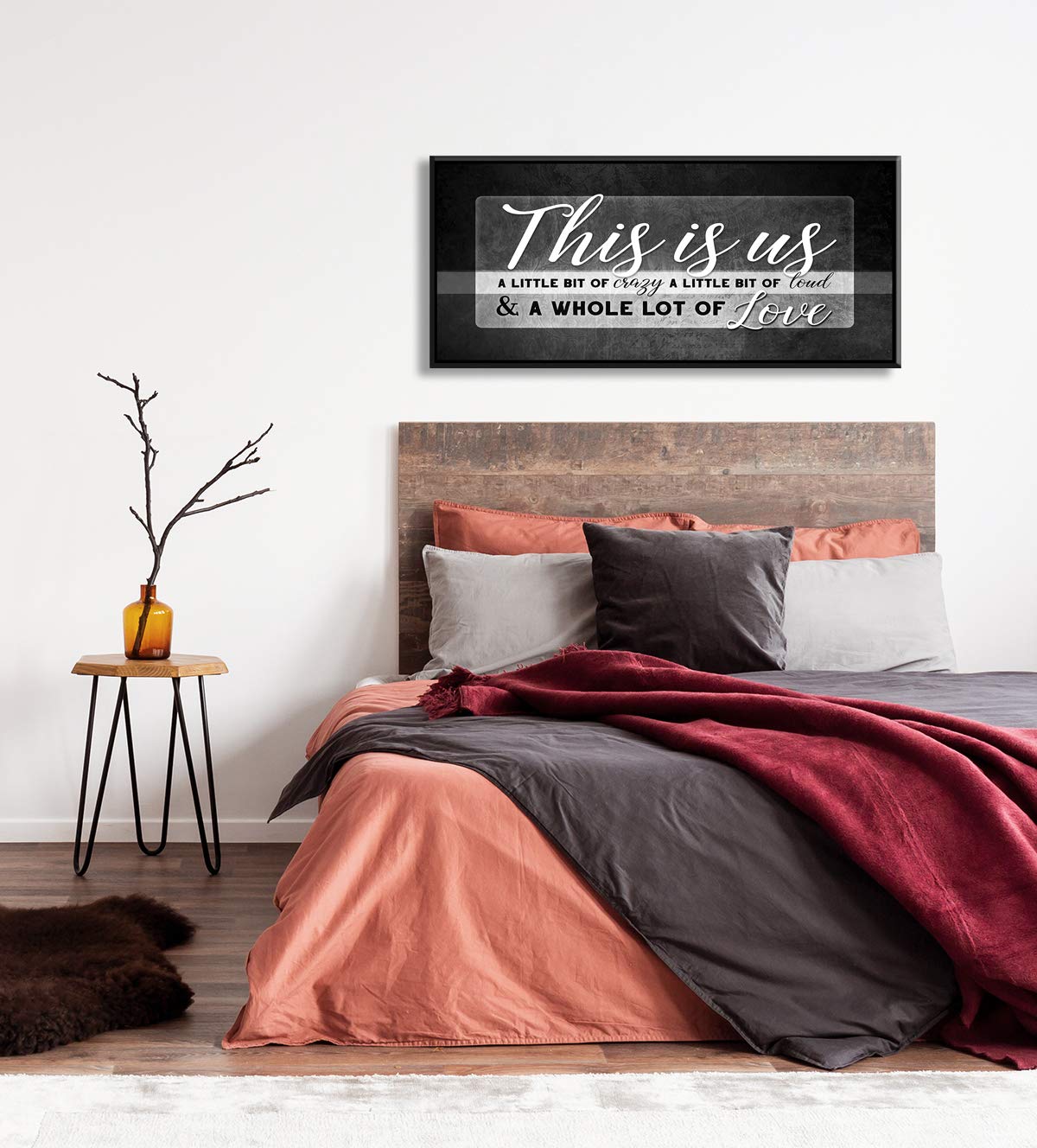 This Is Us Framed Wall Art - Large Canvas Wall Decor for Living Room, Farmhouse & Family Home - Perfect Housewarming Gift (Dark Grey, Black Floating Frame 42x19) - Ideal for Living Room, Bedroom & Entryway Decor
