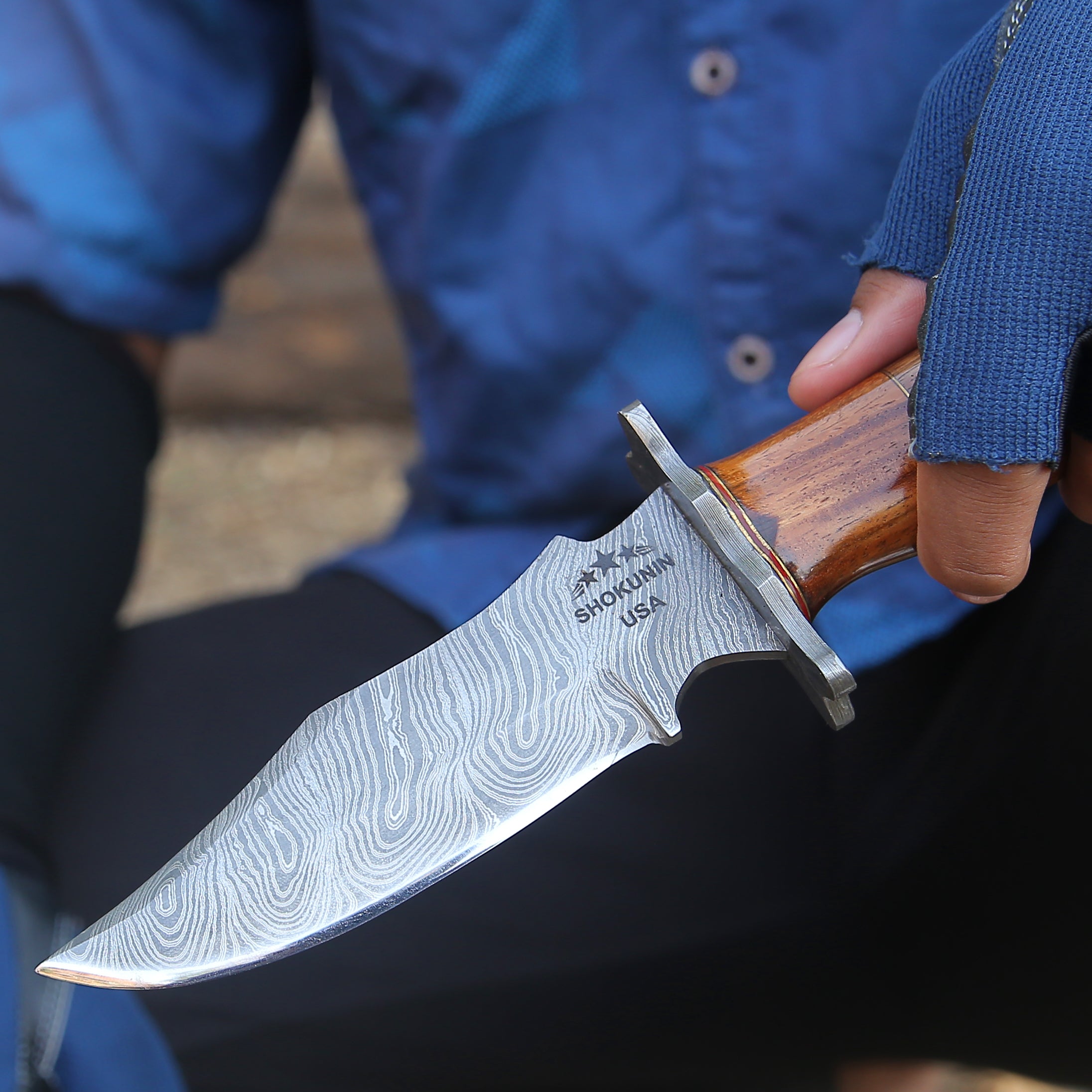 Premium Damascus Steel Hunting Knife - Handcrafted with Exotic Rosewood Handle & Leather Sheath | Ideal for Outdoor Adventures, Camping, and Survival Gear