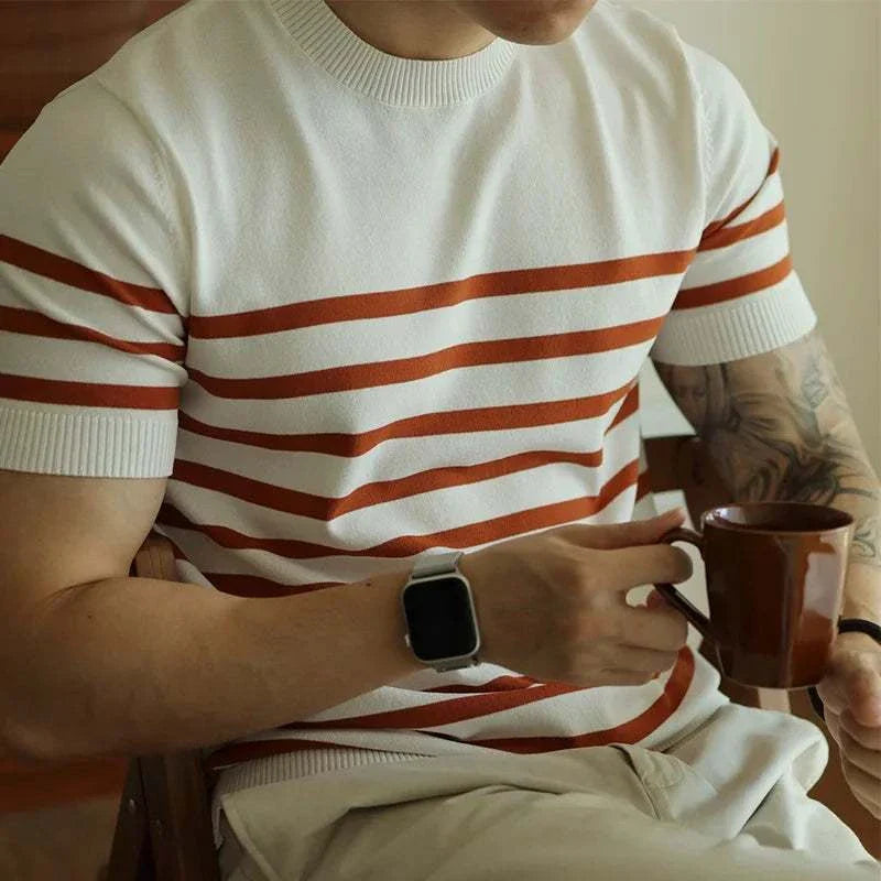 Korean Summer Striped T-Shirt for Women - Breathable Cotton Casual Tee - Perfect for Beach, Travel, and Everyday Wear