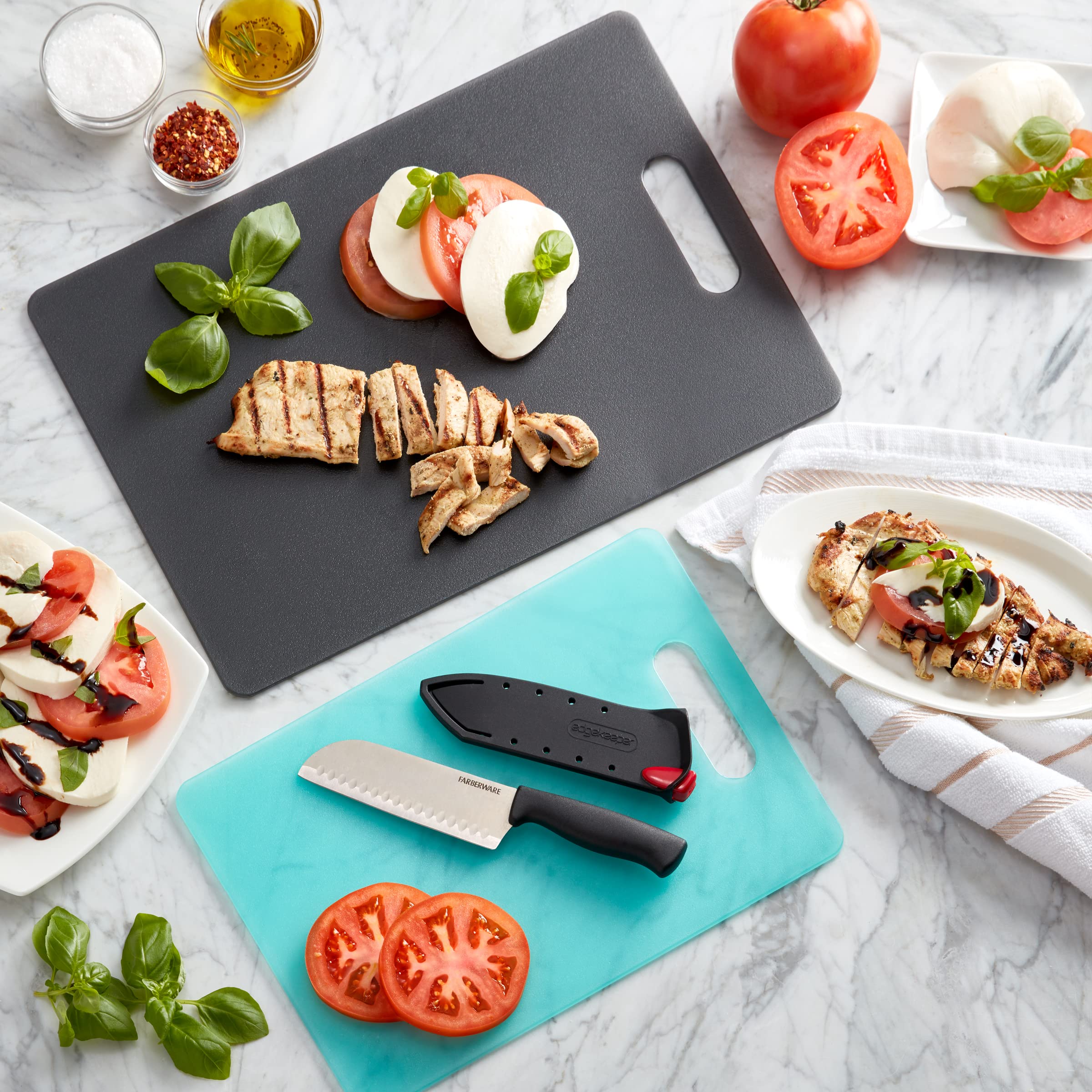Farberware Edgekeeper 5-Inch Santoku Knife - High Carbon Stainless Steel Kitchen Knife with Self-Sharpening Blade Cover & Ergonomic Handle - Ultra Sharp Japanese Style Knife for Slicing, Dicing, and Mincing - Perfect for Home Chefs and Professional Kitchens