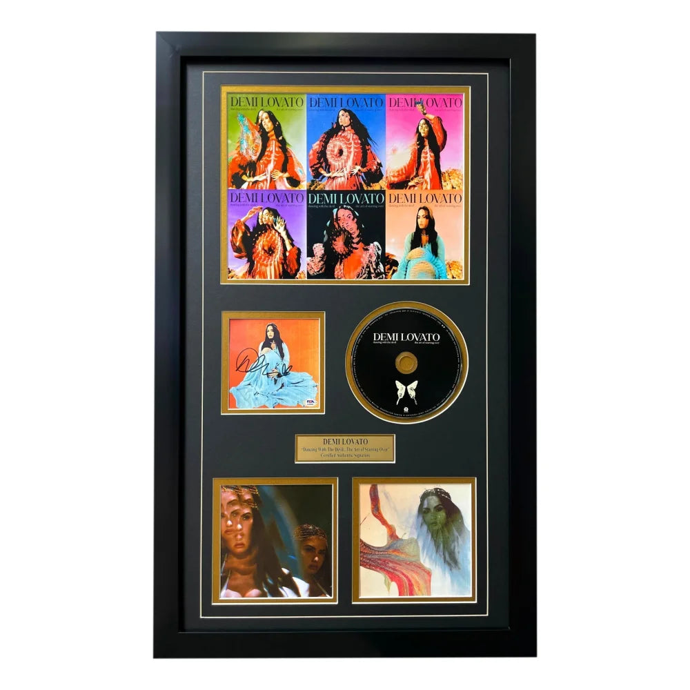 Demi Lovato Autographed Dancing Devil CD Album - PSA/DNA Certified Signed Memorabilia - Framed Collage Display for Music Fans & Collectors - Perfect for Home, Office, or Gift