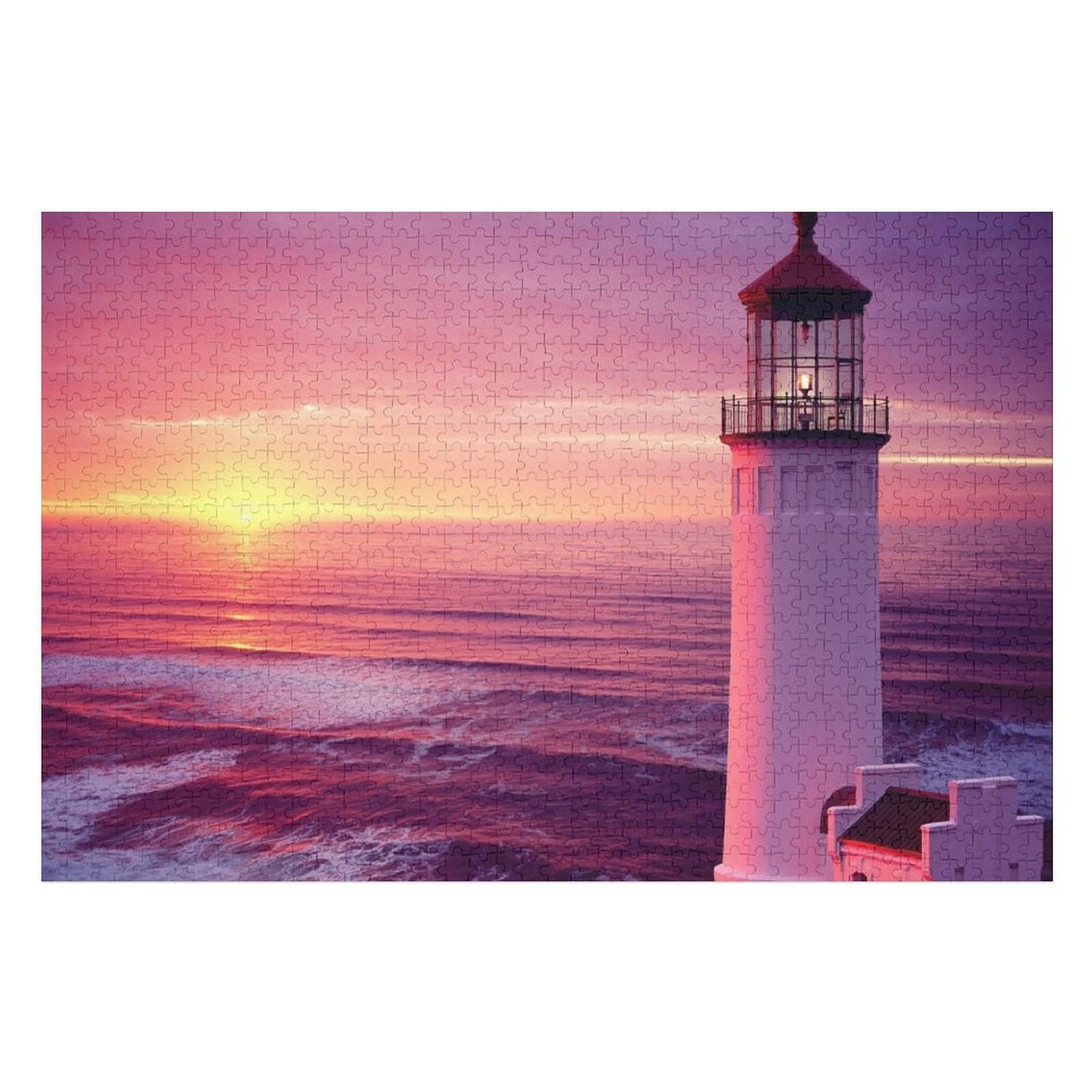 1000 Piece Sunset Lighthouse Jigsaw Puzzle for Adults - 38x26 Inch Premium Photo Puzzle, Educational Toys & Christmas Gifts - Perfect for Family Game Nights, Stress Relief & Home Decor
