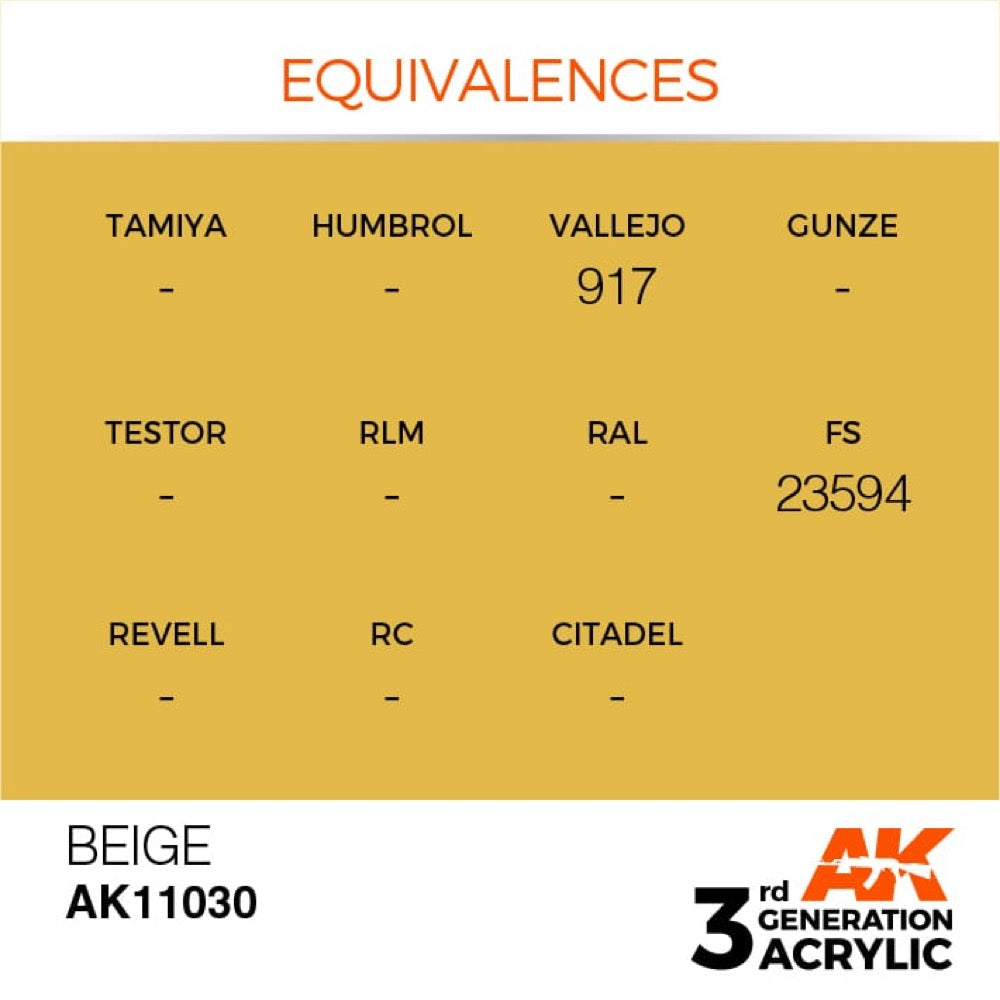 AK Interactive AK11030 Beige Acrylic Paint 17ml (3rd Generation) - Premium Model Paint for Miniatures, Military Models & Dioramas - Perfect for Scale Modeling, Wargaming & Hobby Projects