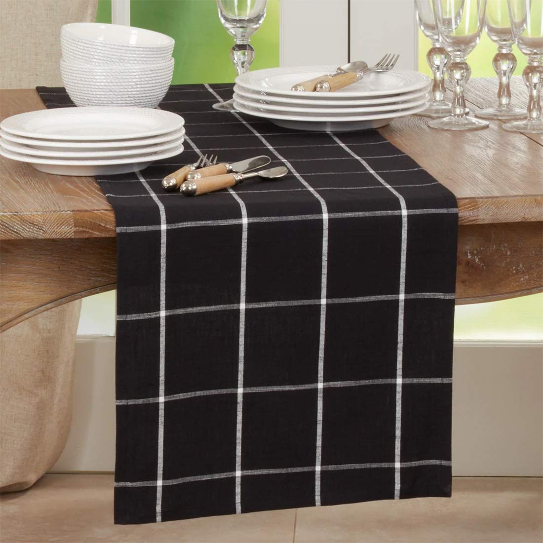 Fennco Styles Classic Holiday Large Plaid Cotton Table Runner 16