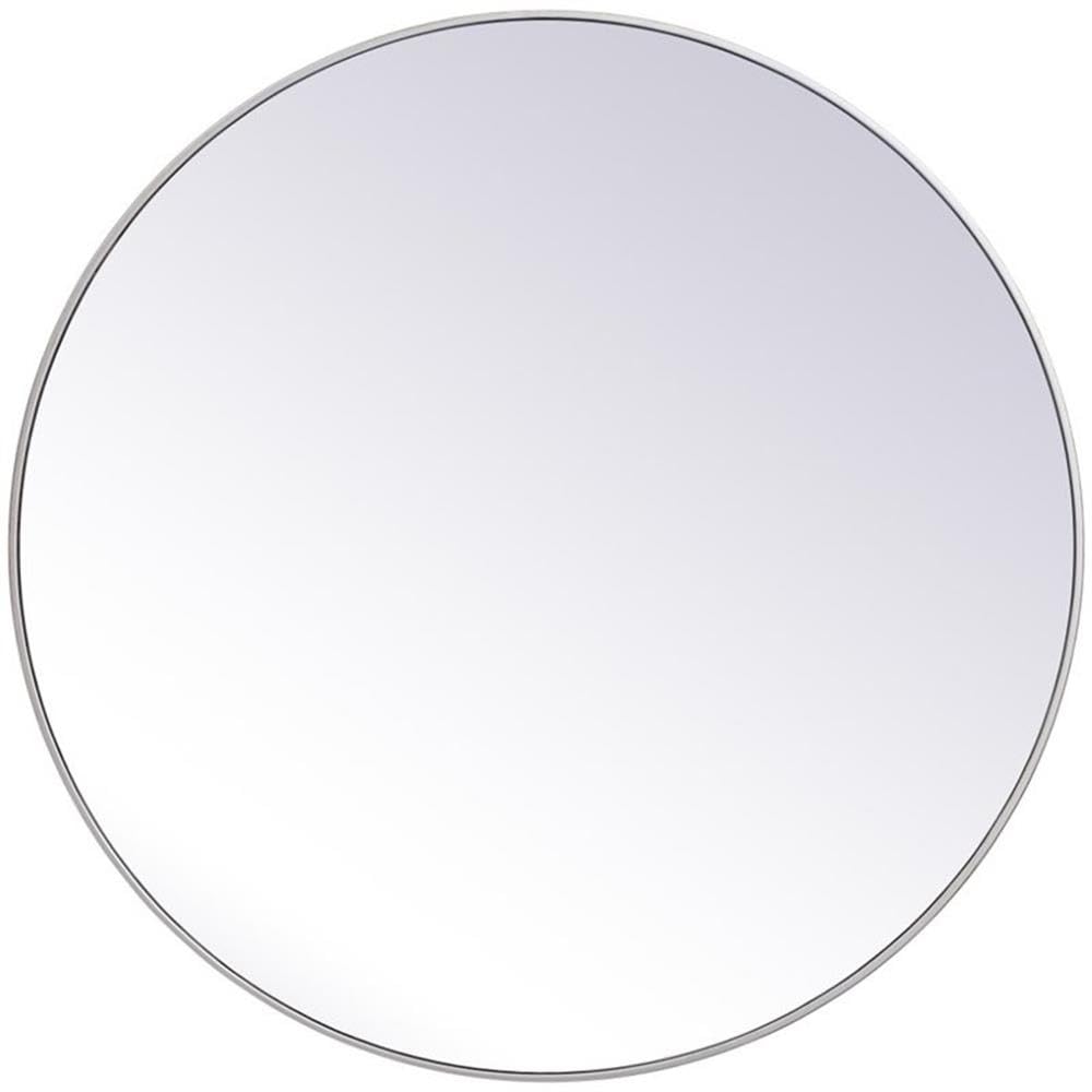 Allora 45-Inch Round Mid-Century Modern Silver Metal Frame Beveled Wall Mirror - Perfect for Living Room, Bedroom & Entryway Decor