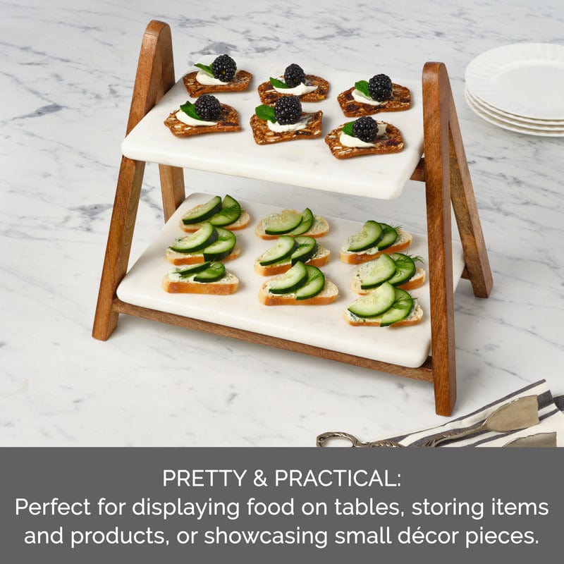 Luxor 2-Tier Serving Tray - Elegant Decorative Display Stand for Desserts, Appetizers & Party Snacks - Perfect for Entertaining, Weddings & Home Decor
