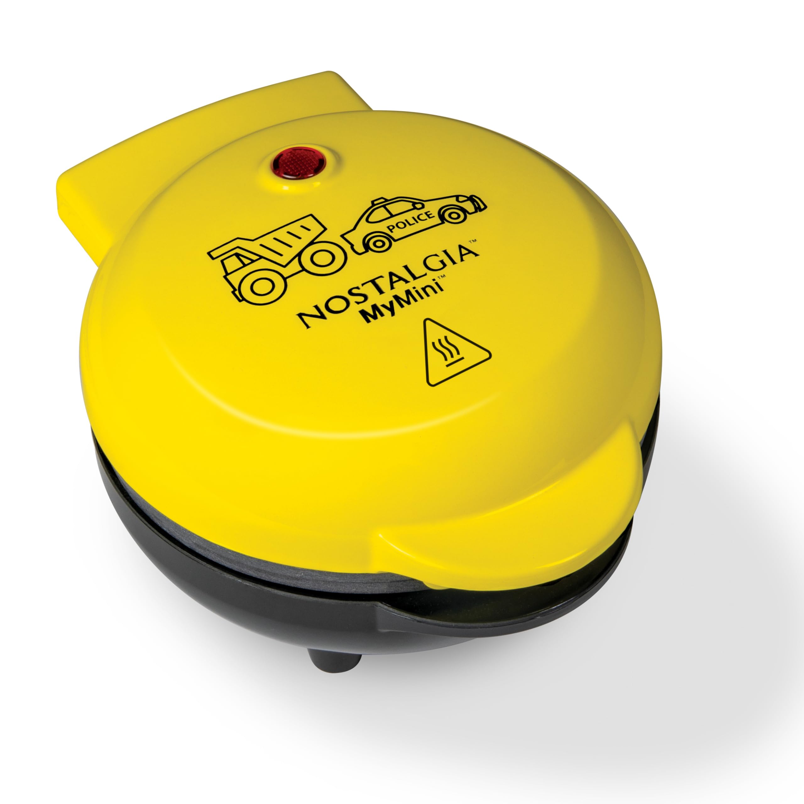 Nostalgia MyMini Cars and Trucks Shape Electric Waffle Maker - 5 Inch Non-Stick Griddle for Waffles, Pancakes, Hash Browns & Eggs - Perfect for Kids Breakfast, Party Snacks & Family Brunch - Yellow