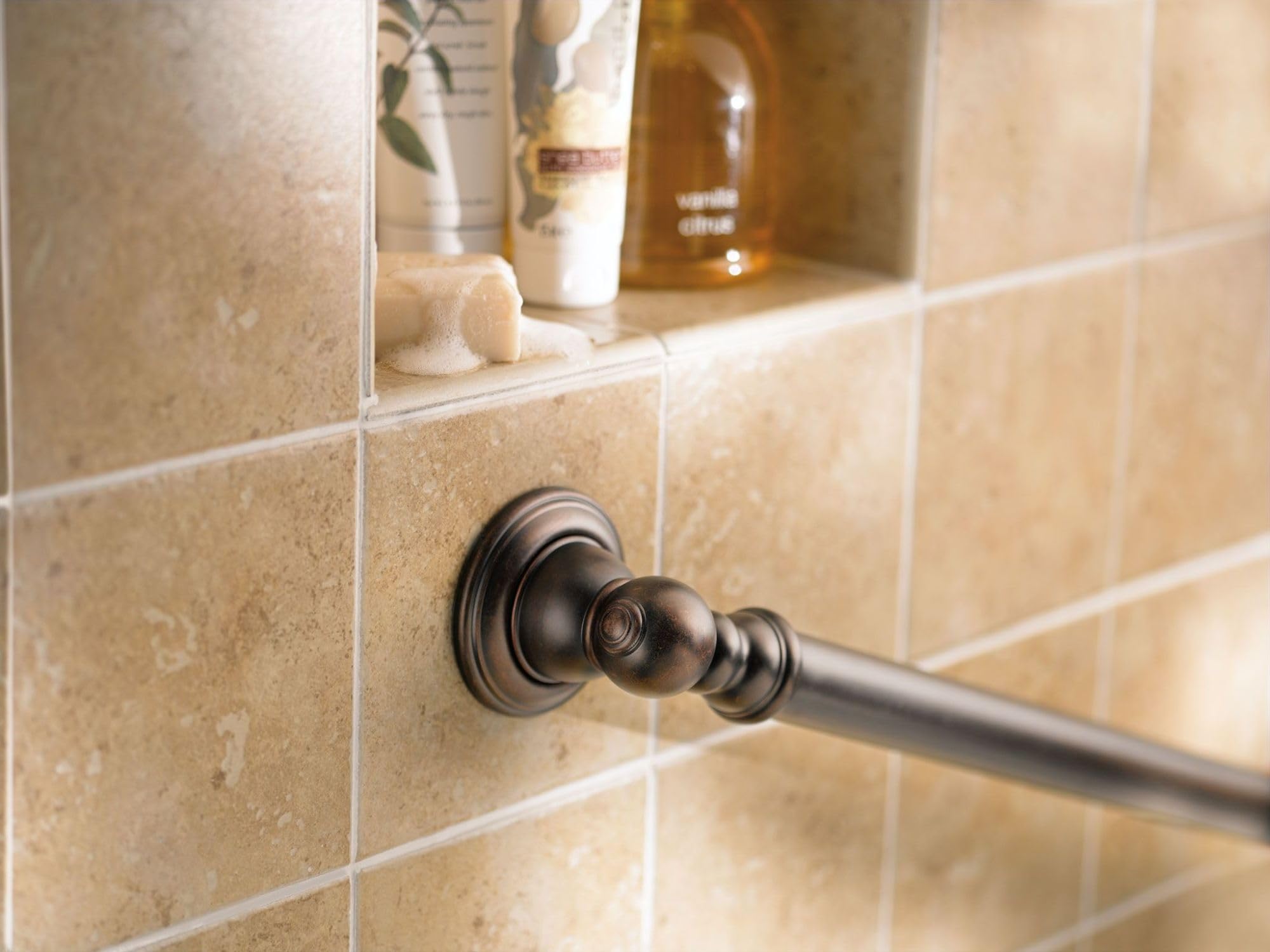 Moen YG5424ORB 24-Inch Stainless Steel Bathroom Grab Bar - Oil-Rubbed Bronze Finish - ADA Compliant Safety Handle for Shower, Bathtub & Toilet - Non-Slip Grip for Elderly & Disabled (Traditional Design)
