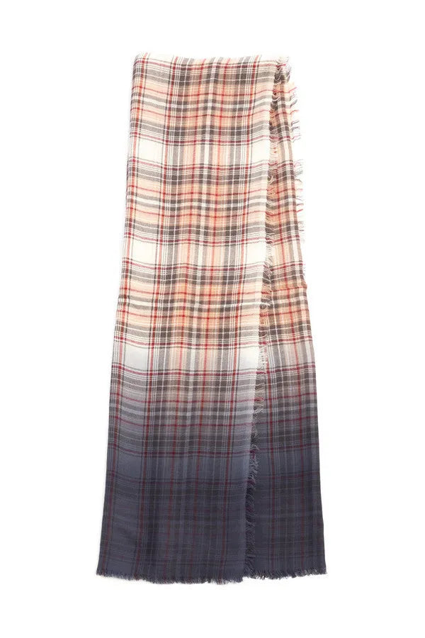 Queens Plaid Ombre Scarf - Soft Winter Fashion Accessory for Women, Stylish Wrap Shawl for Fall & Christmas Outfits, Perfect Gift for Her
