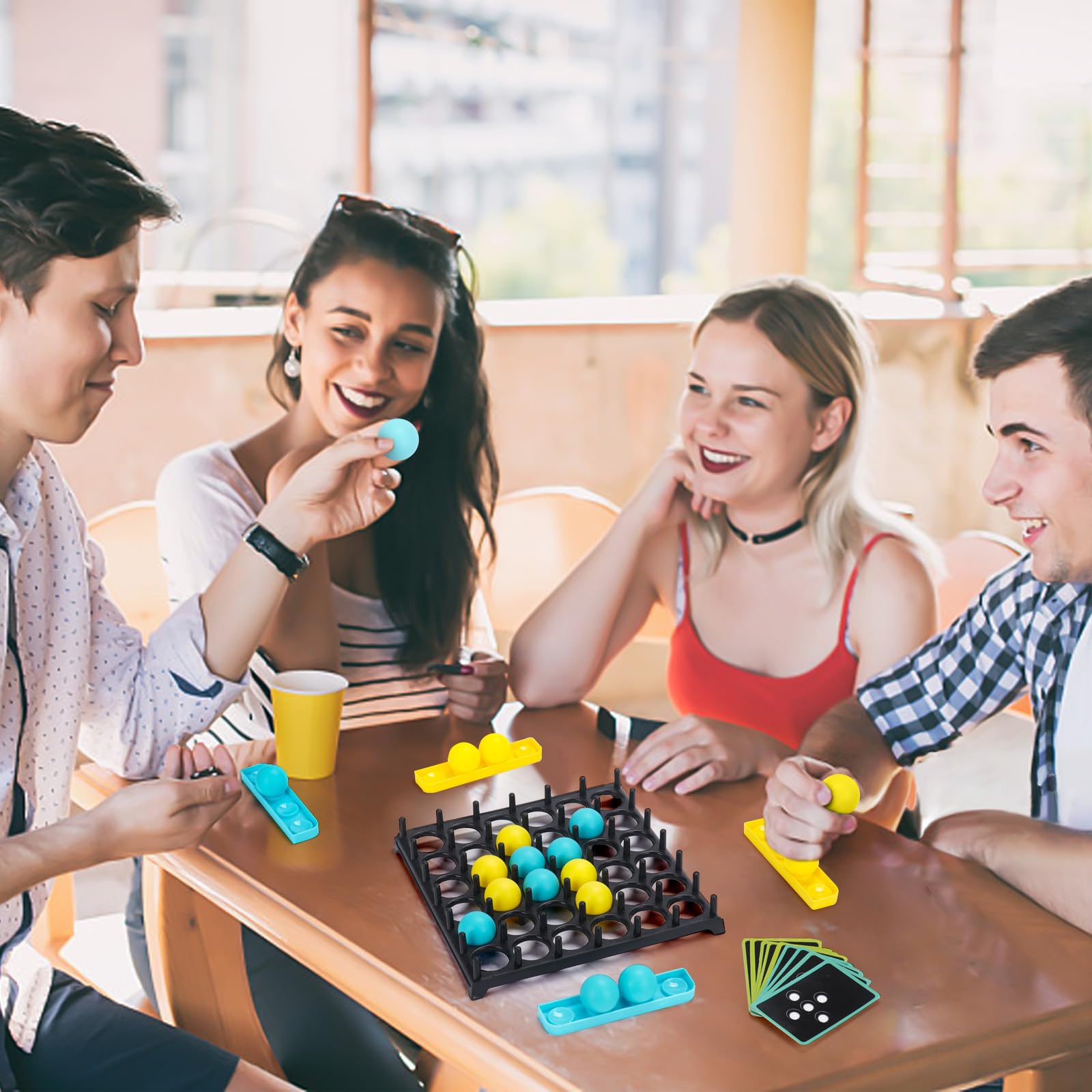 LANBOUY Bounce Ball Battle Game - Fun Tabletop Party Game for Adults & Kids - Family Board Game with Jumping Balls - Exciting Indoor Party Activity for Game Nights, Family Gatherings & Office Fun
