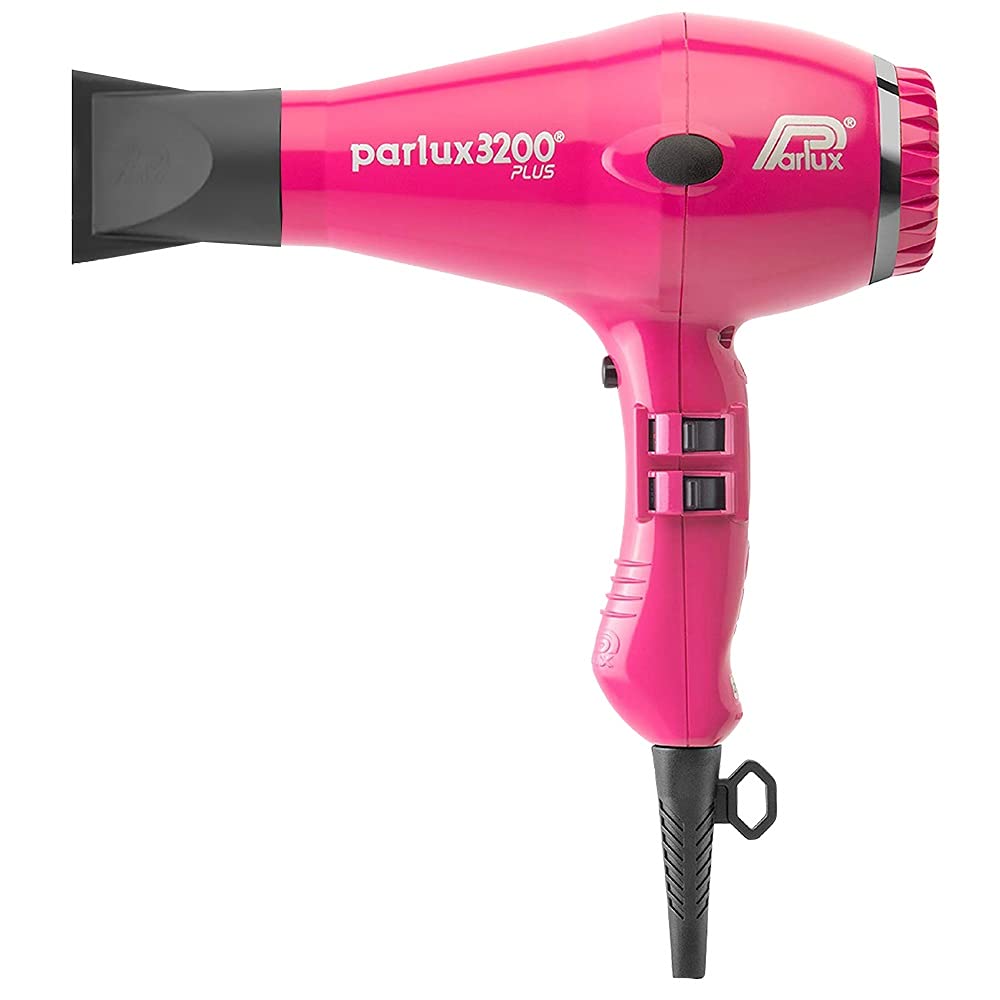 Parlux 3200 Plus Fuchsia Professional Hair Dryer with Metal Mesh Diffuser - Salon Quality Blow Dryer for Smooth, Frizz-Free Styling at Home or Salon