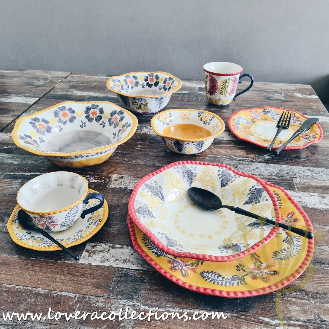 Afrocentric Yellow Dinnerware & Serveware Set - Modern African-Inspired Plates, Bowls & Serving Dishes for Stylish Dining & Entertaining