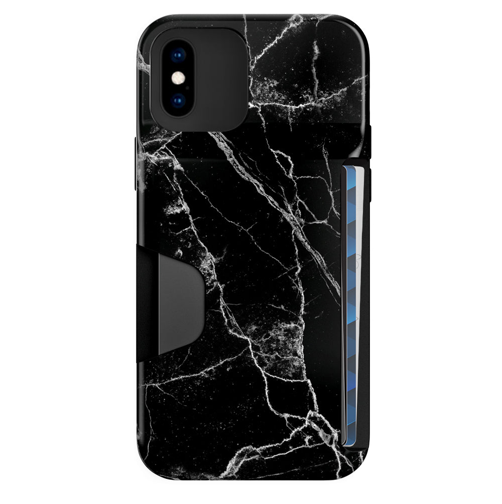 Black Marble iPhone Wallet Case - Slim Protective Cover with Card Holder for iPhone 13/14/15 Pro Max - Perfect for Travel, Shopping & Everyday Use