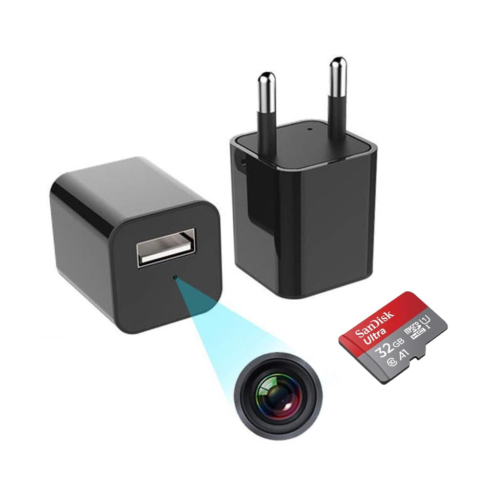 IFITech 1080P HD Hidden Camera - Mini Spy Cam with Night Vision, Motion Detection & 32GB SD Card | USB Wall Charger Disguise for Home Security, Office Monitoring & Nanny Cam Surveillance