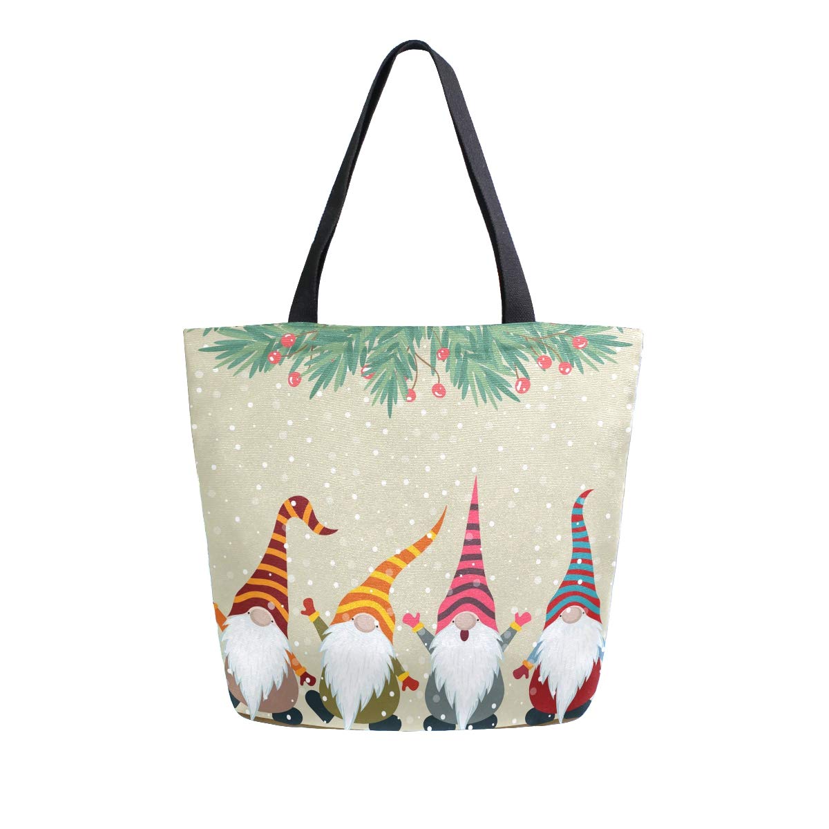 ALAZA Christmas Gnome Canvas Tote Bag - Eco-Friendly Reusable Grocery Shopping Bag for Books, Gifts & Holiday Shopping - Perfect for Christmas Markets, Gift Wrapping & Festive Errands