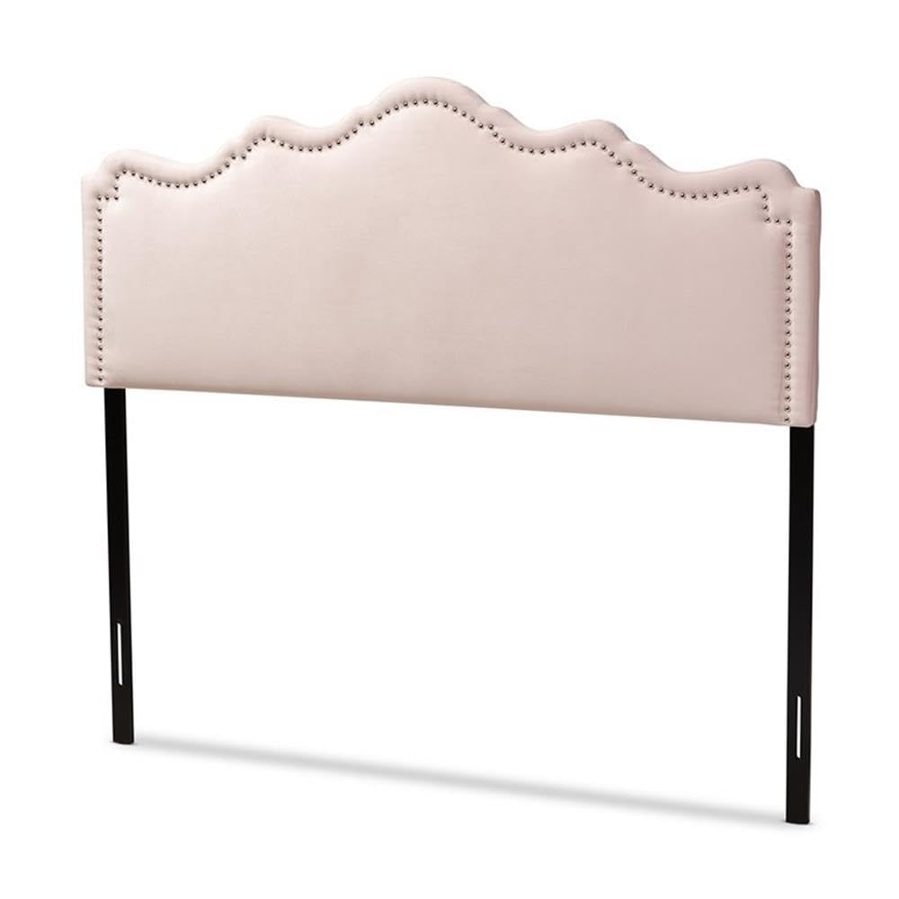BOWERY HILL Modern Velvet Queen Size Headboard Light Pink - Luxurious Bedroom Decor for Master & Guest Rooms