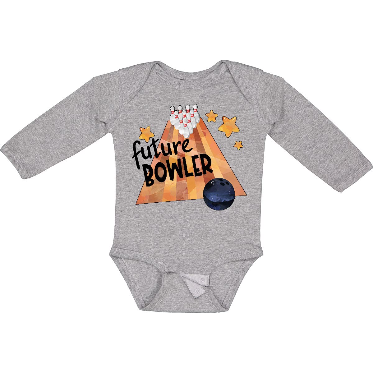Inktastic Future Bowler Bowling Ball and Pins Long Sleeve Baby Bodysuit - Cute Infant Outfit for Bowling Fans, Baby Shower Gift, Family Matching Outfits