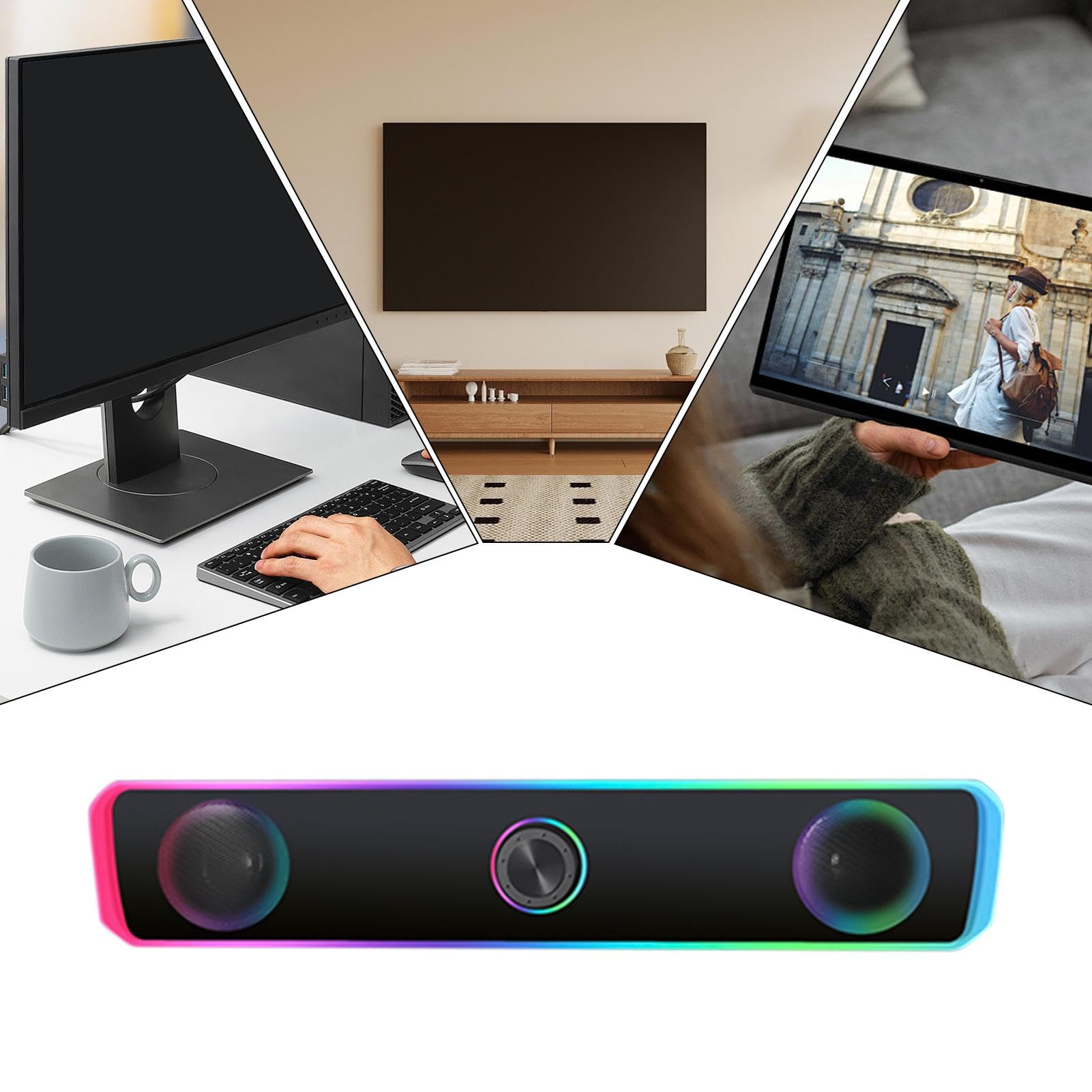 Wired Computer Speakers with 3.5mm Audio Jack | Portable Tabletop Gaming Speaker for Laptop & PC | Compact Design for Home Office, Gaming, and Entertainment