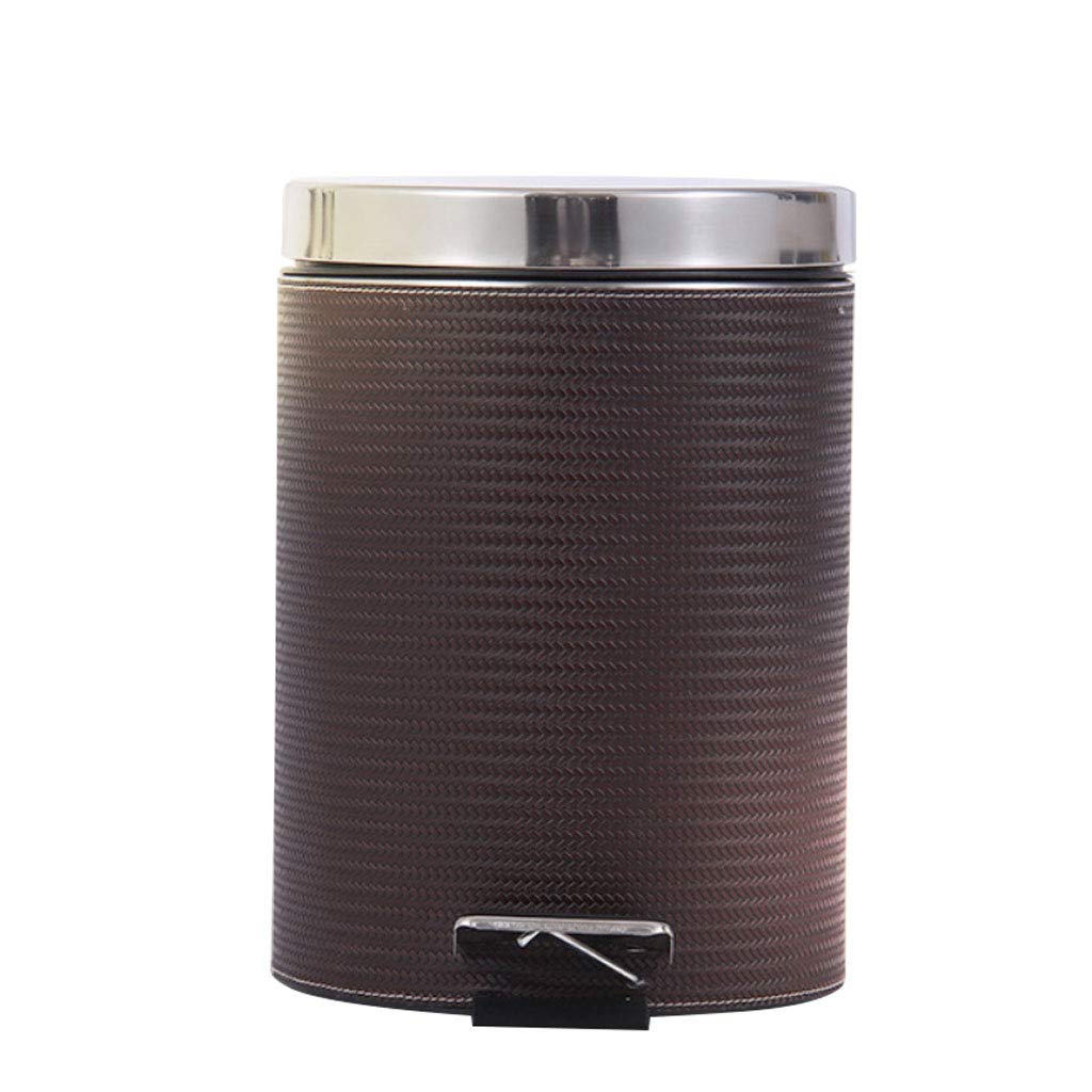 Premium 8L Stainless Steel Pedal Trash Can with PU Woven Fabric & Silent Cover - Kitchen, Dorm, Office Waste Bin for Home & Commercial Use