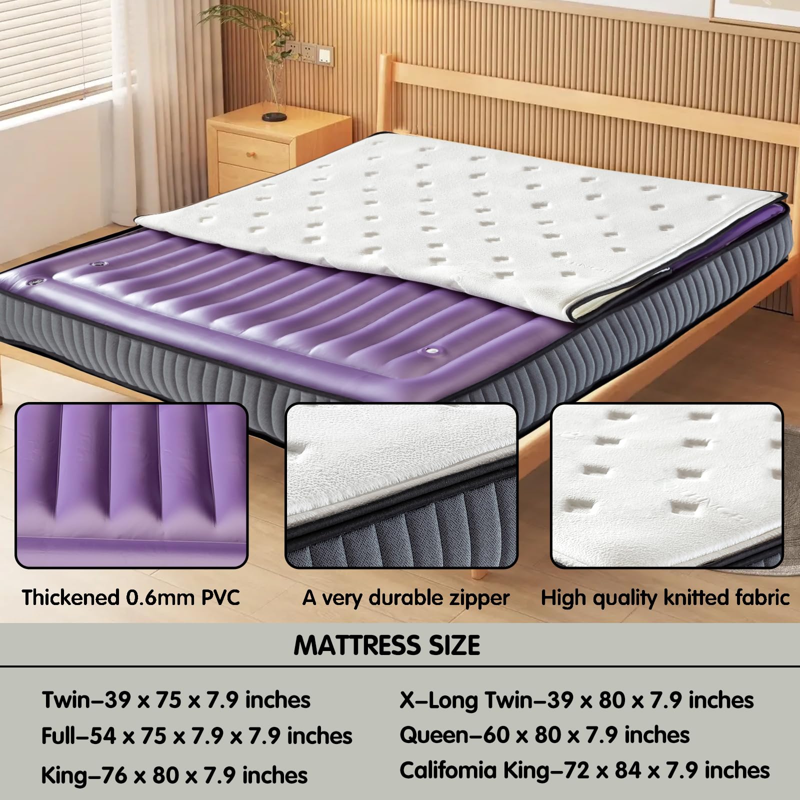 Smart Wave Waterbed Mattress - King 76x80, No Frame Needed for Home Comfort