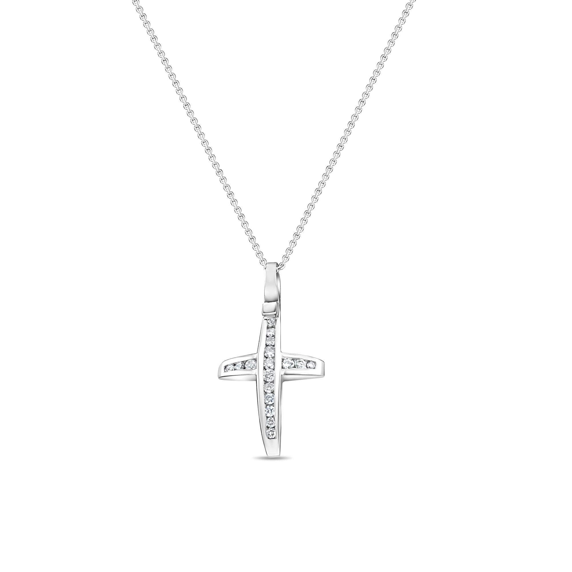 0.50 Carat Channel Set Diamond Cross Pendant Necklace in 14K White Gold - Perfect for Gifts, Weddings & Everyday Elegance