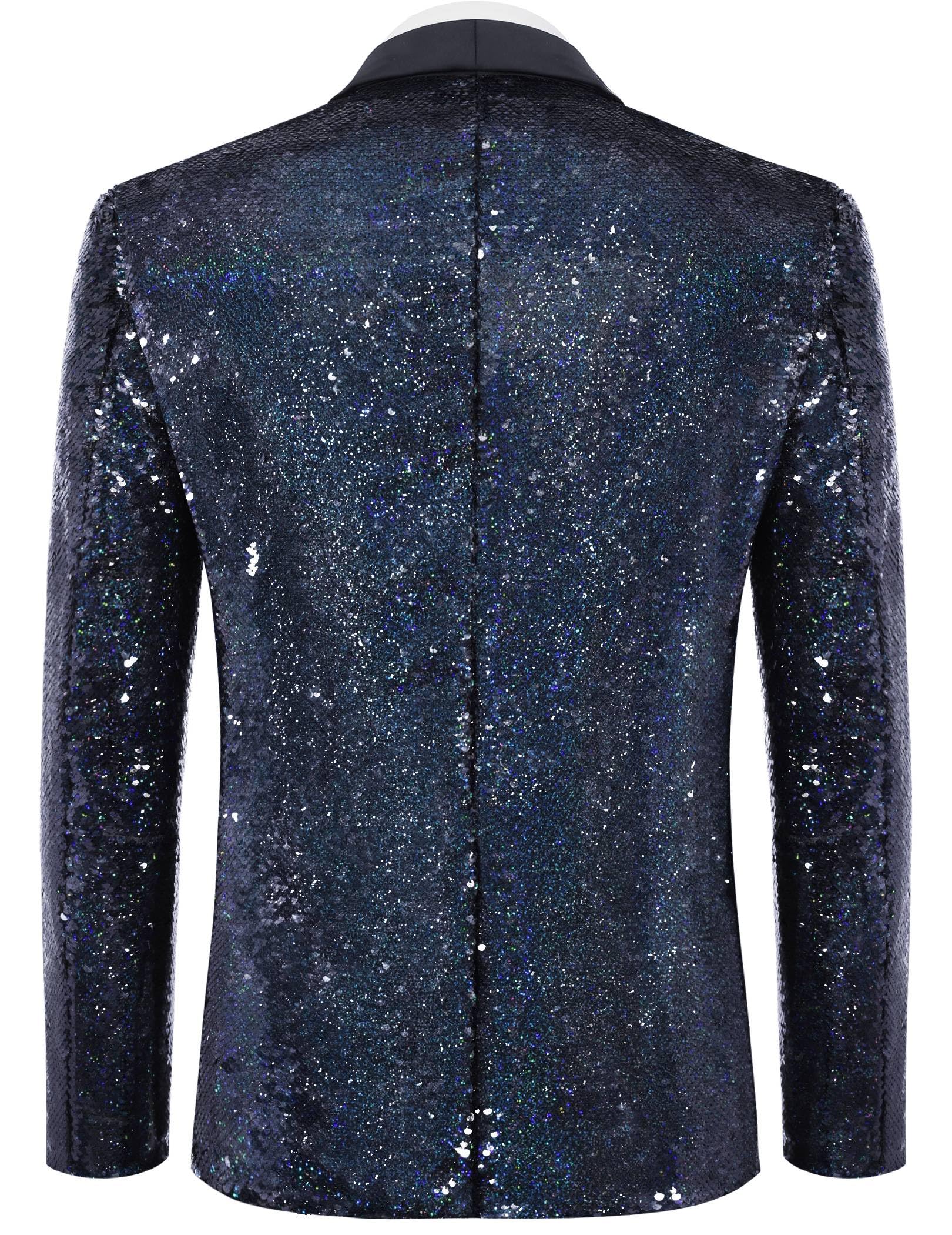 COOFANDY Men's Sparkling Sequin Blazer Jacket - One Button Tuxedo Suit for Prom, Dinner Party & Special Occasions | Elegant Formal Wear for Weddings, Night Out & Evening Events