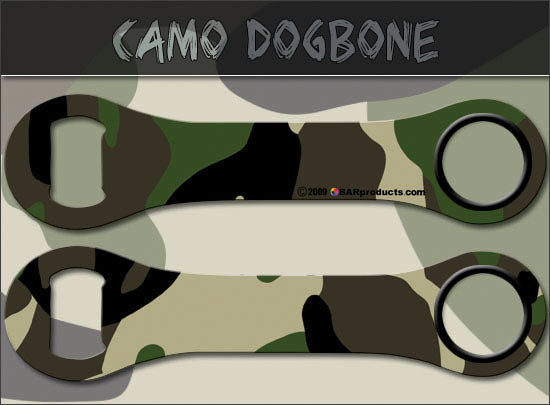 Military Camo Dog Bone Bottle Opener - Durable Stainless Steel for Beer, Soda & More - Perfect for Camping, BBQ & Outdoor Adventures