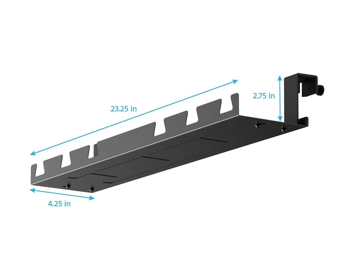 Monoprice Black Cable Tray Organizer - Under Desk Cord Management System for Computer Workstations | Perfect for Home Office, Gaming Setup & Standing Desks - Workstream Collection - Keep Wires Neat & Tidy