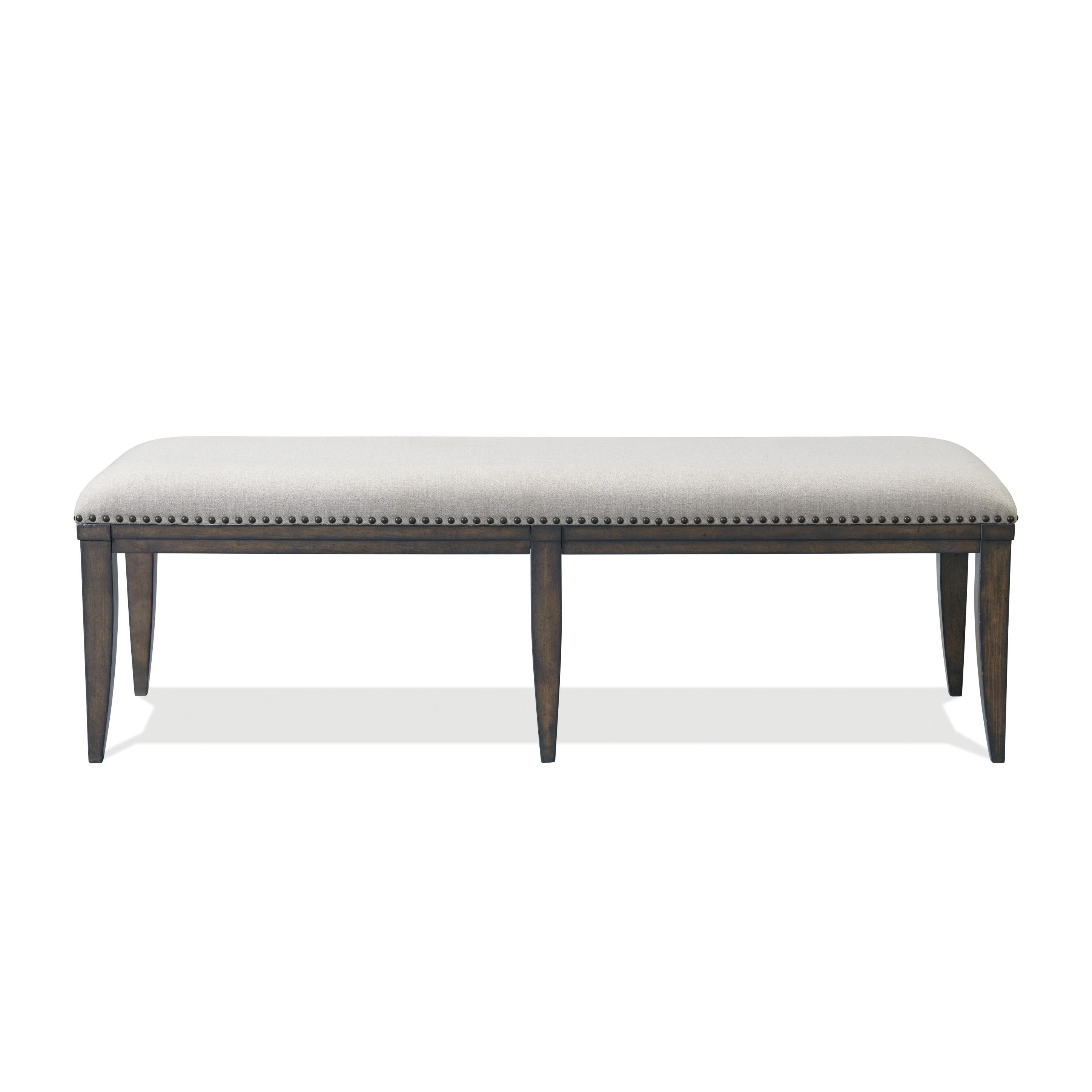 Roundhill Furniture Grant Nailhead Trim Upholstered Dining Bench in Grey - Stylish Seating for Kitchen, Dining Room & Entryway
