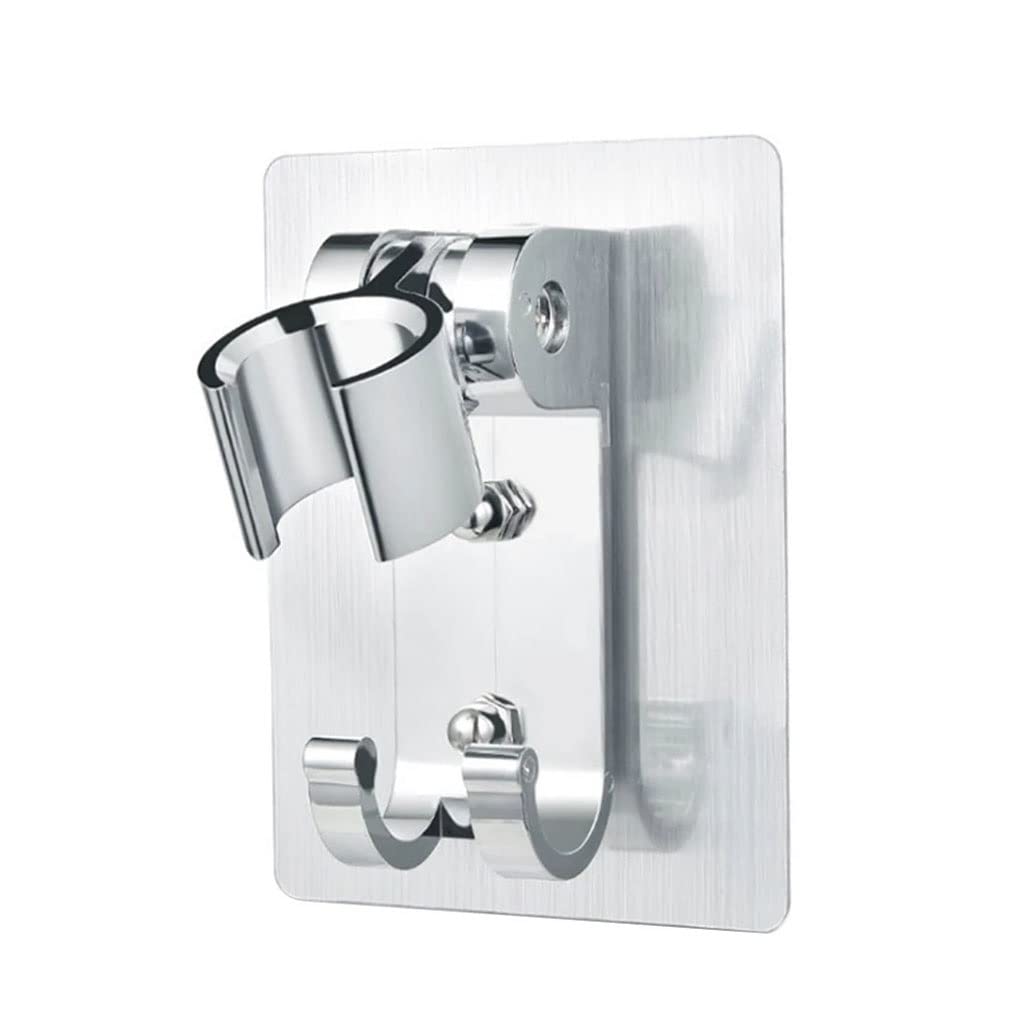 JHHDP Wall Mounted Shower Head Holder - Adjustable Gel Bracket for Handheld Shower Heads, Portable Bathroom Accessories (10 x 7.5cm) - Perfect for Small Bathrooms, RV Showers & Baby Bathing