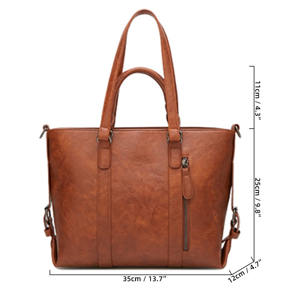 Stylish Large Capacity PU Leather Shoulder Bag for Women - Retro Crossbody Tote with Top Handle | Perfect for Work, Travel & Everyday Use