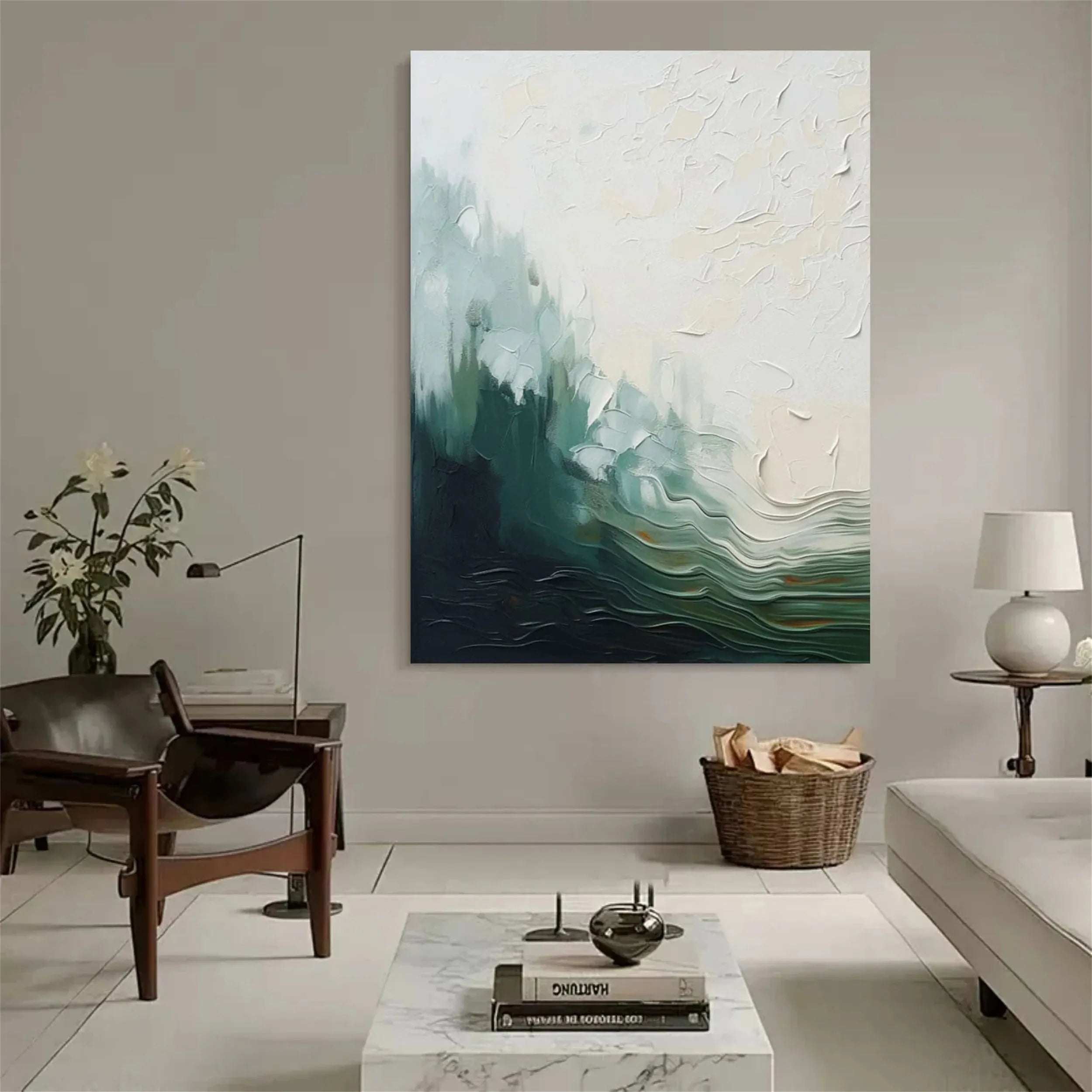 Blue & Green Abstract Wall Art Canvas Print #BG062 - Modern Home Decor for Living Room, Bedroom & Office