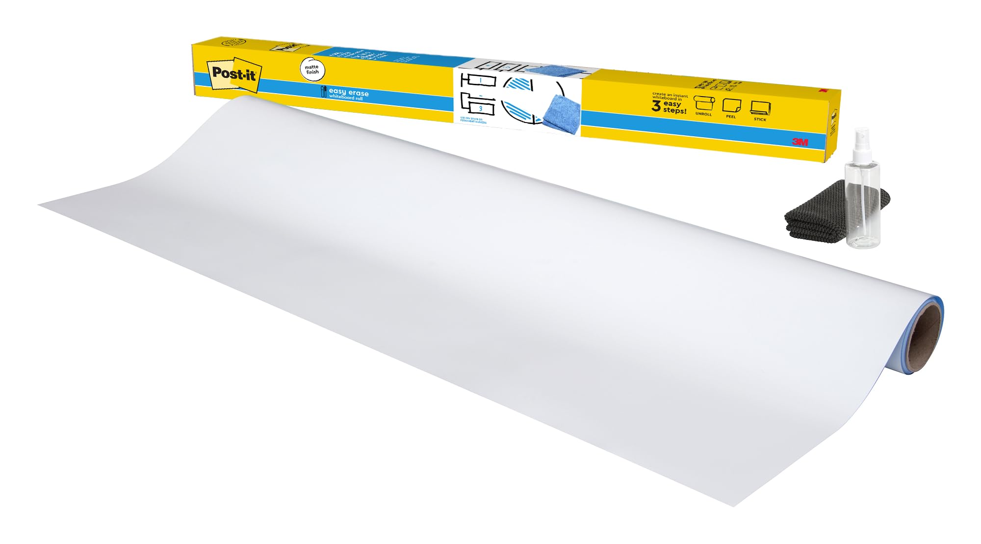 Post-it Easy Erase Permanent Marker Whiteboard Film - 8 ft x 4 ft Dry Erase Surface, Water-Wipeable Markers, Ideal for Office Meetings & Classroom Teaching (EE8x4)