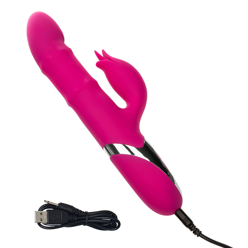 Enchanted Embrace Thrusting Rabbit Vibrator with Rolling Beads - Powerful Dual Stimulation for Women - Perfect for Solo Play & Couples Intimacy