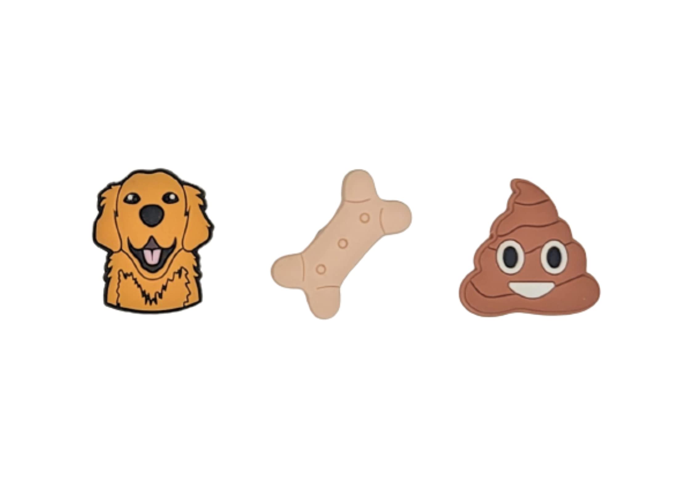 Golden Retriever Dog Poop Shoe Charms - Set of 3 Cute Dog Biscuit Shoe Decorations Compatible with Crocs & Clogs | Perfect for Pet Lovers, Funny Gift for Dog Owners, Jibbitz Shoe Accessories