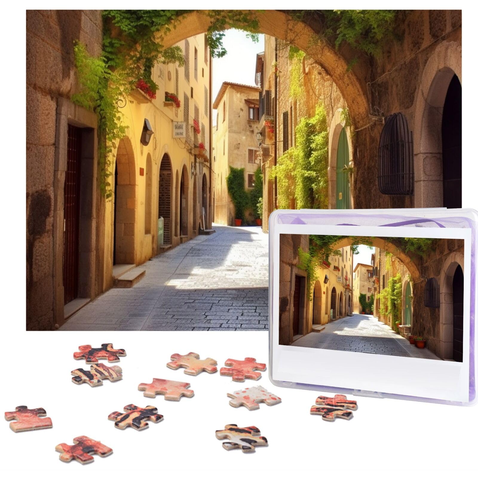 500-Piece Italian Street Wooden Jigsaw Puzzle for Adults - Personalized Photo Puzzle, Classic Family Board Game (20.4