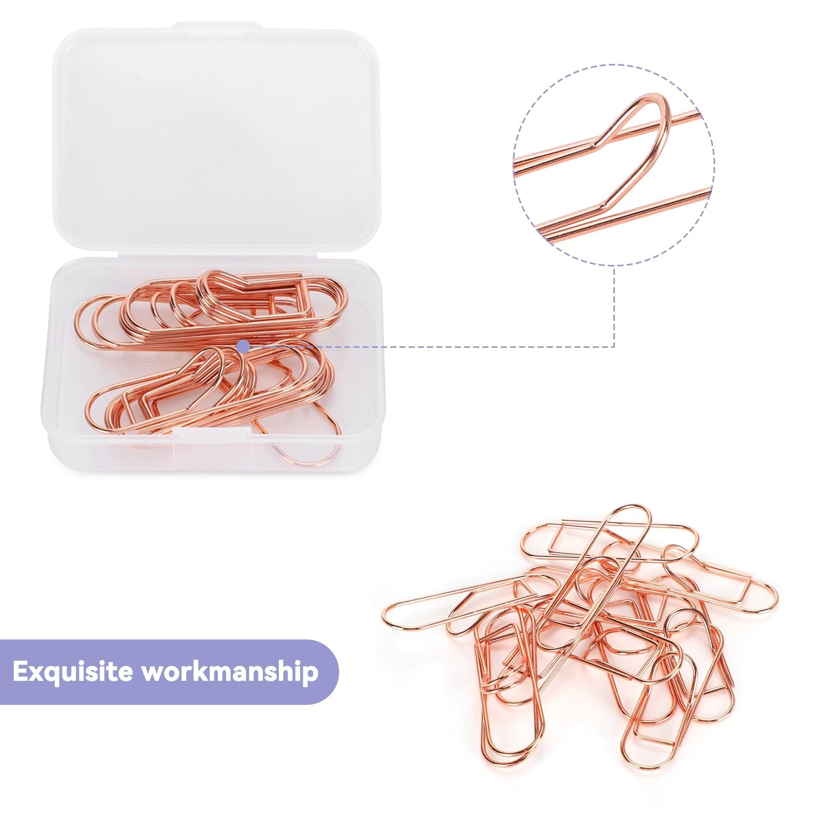 24PCS Rose Gold Metal Pen Clips - Carbon Steel Paper Clip Holder for Notebooks, Books & Journals - Universal Size Fits Any Pen - Perfect for Office, School & Home Organization