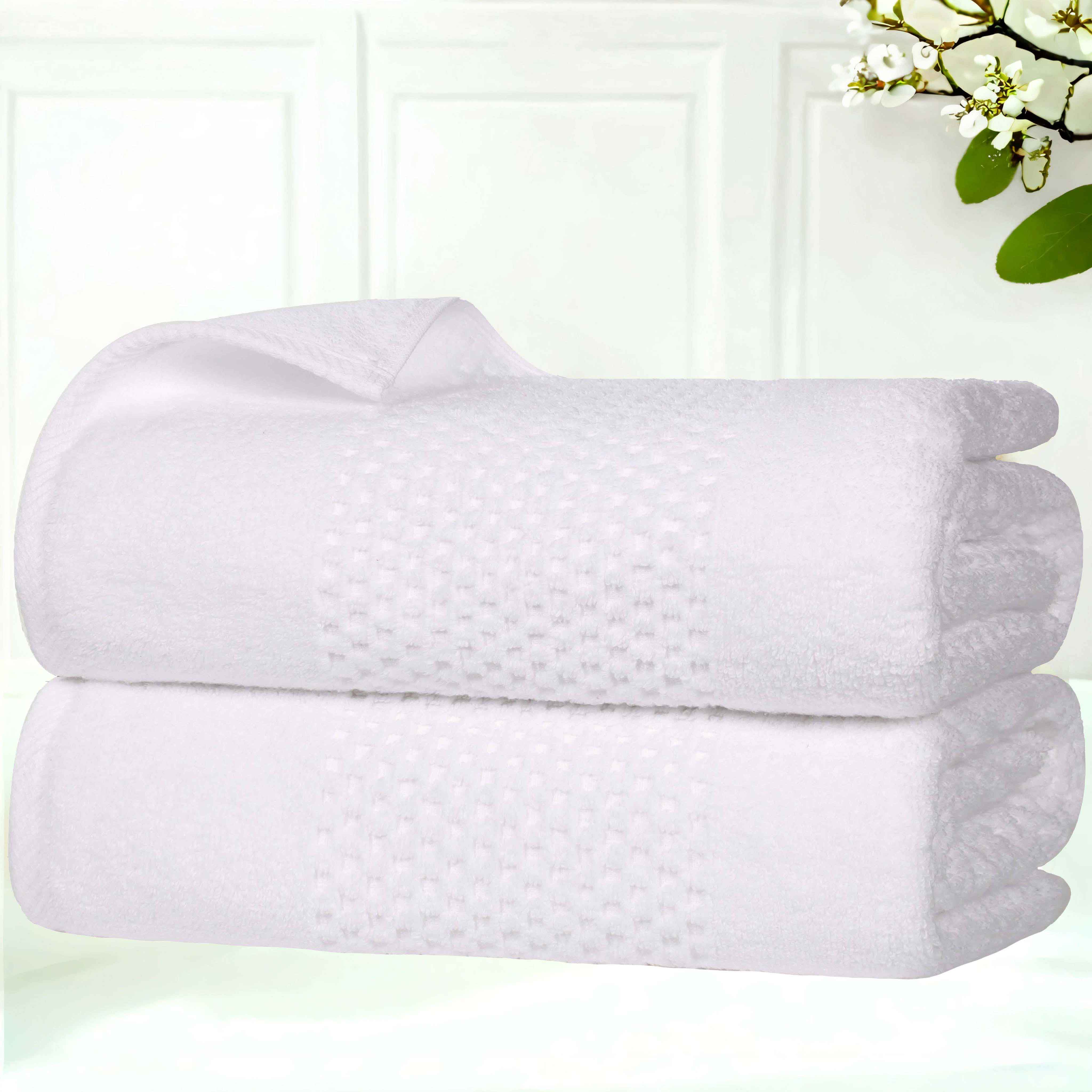 Playa Zero Twist Cotton Solid Waffle Textured Bath Towels - 2 Pack | Ultra Absorbent & Quick Dry | Perfect for Spa, Beach & Luxury Bathrooms