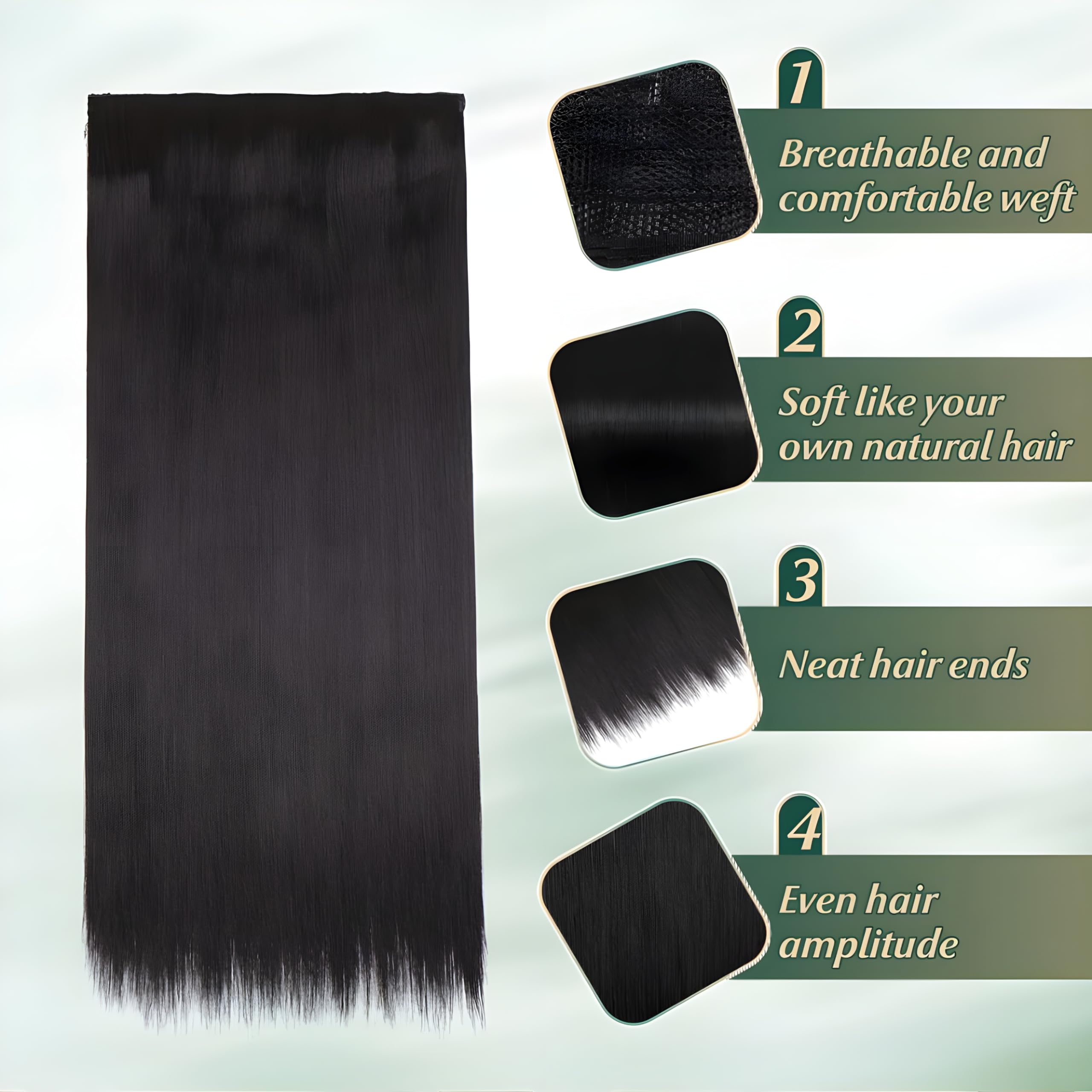 5-Pack Black & Dark Brown 26-Inch Long Straight Clip-In Hair Extensions for Women - Easy to Wear, Natural Look for Daily Styling, Parties & Special Occasions